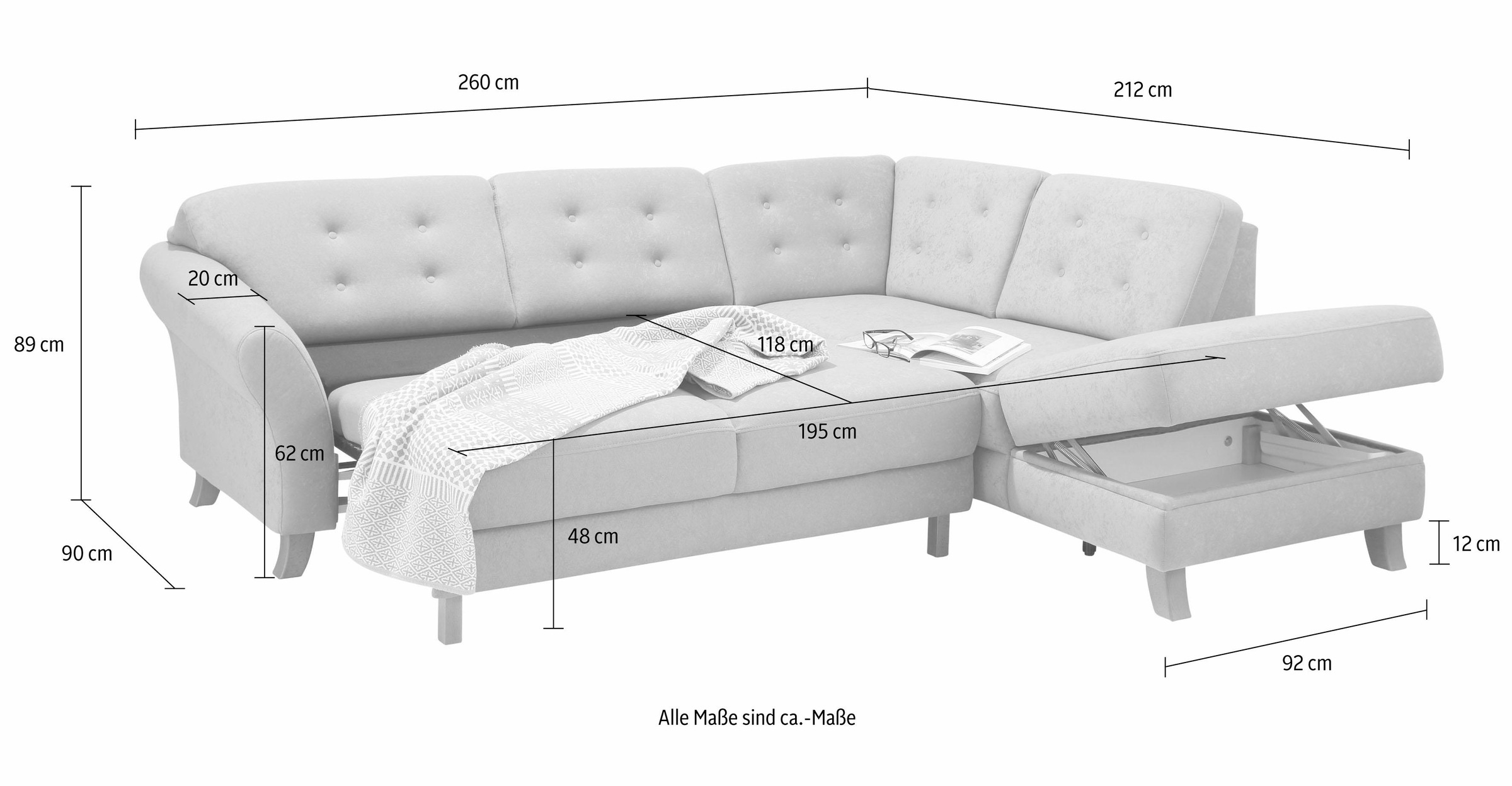 Home affaire Ecksofa »Trondheim L-Form«, mit Federkern