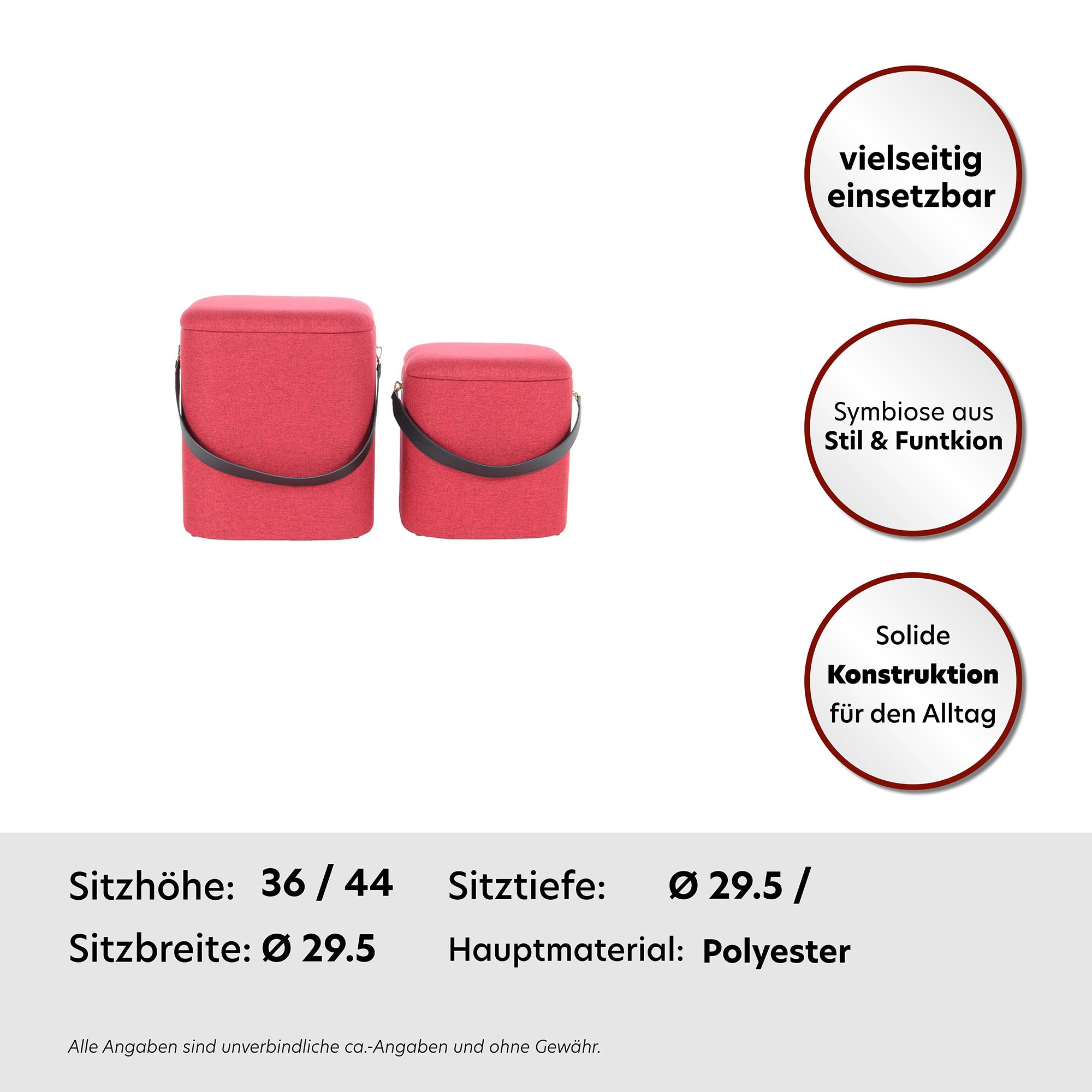 Thumbnail - Kayoom Hocker "Arabella 225 2er-Set, abnehmbare Sitzfläche, Lagerfläche im Inneren" Set, 2 Stk. tlg. stapelbar, gepolste...