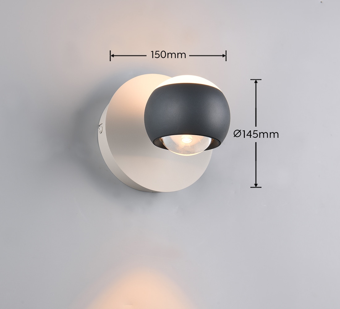 Musterring LED Wandleuchte »CANNON, 1-flammige LED Wandlampe 5W 500Lumen 2300-4000K CCT« LED-Board 1 Stk. Farbwechsler | warmweiß - kaltweiß mit Fernbedienung, schwenkbares up-and-down Licht dimmbar Memory