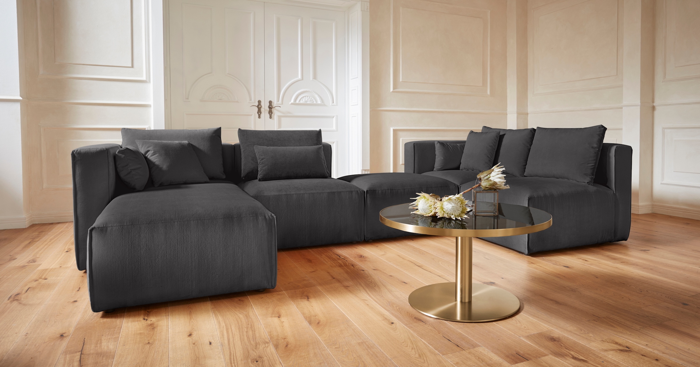Home affaire Wohnlandschaft "Comfine U-Form", zusammengesetzt aus Modulen, günstig online kaufen