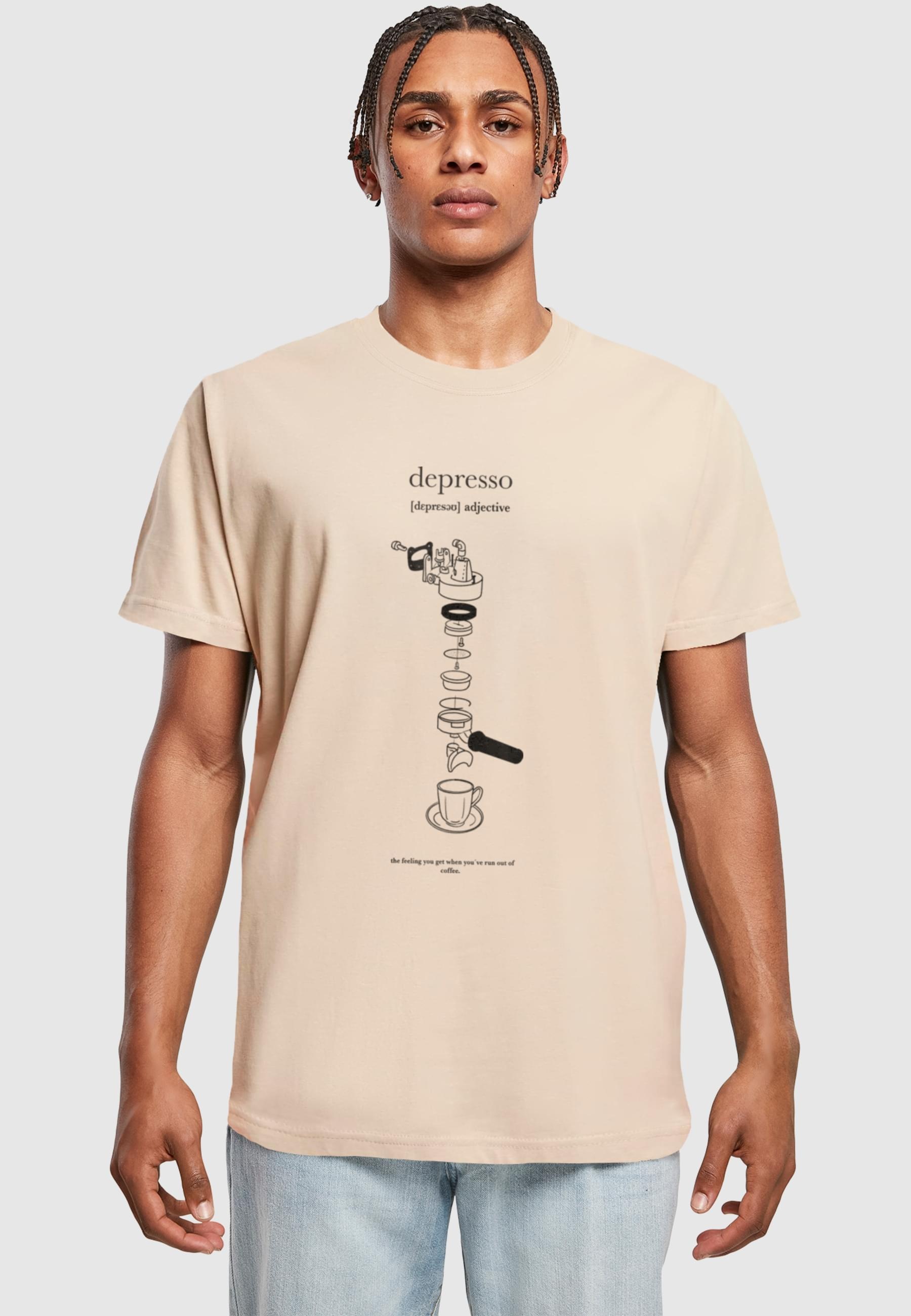 MisterTee T-Shirt »MisterTee Depresso T-Shirt Round Neck«, (1 tlg.)
