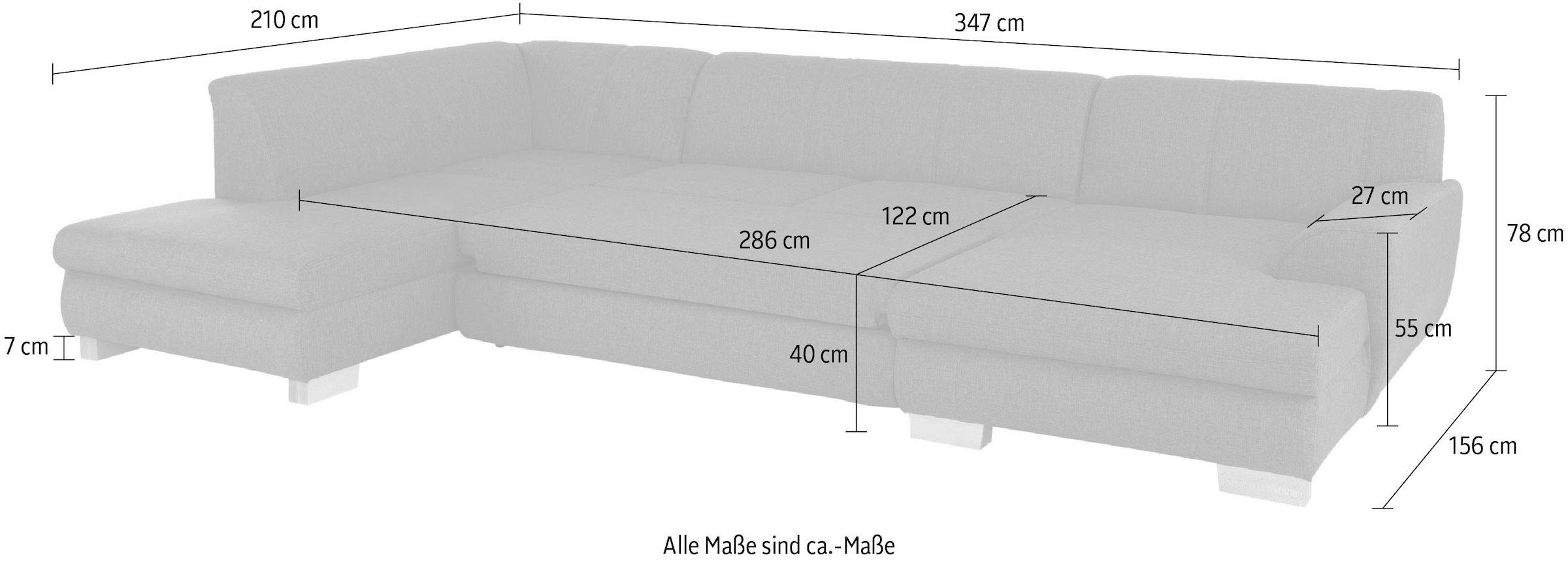 Home affaire Wohnlandschaft »Nika U-Form«, Wohnlandschaft, MELROSE®/Struktur oder Struktur fein