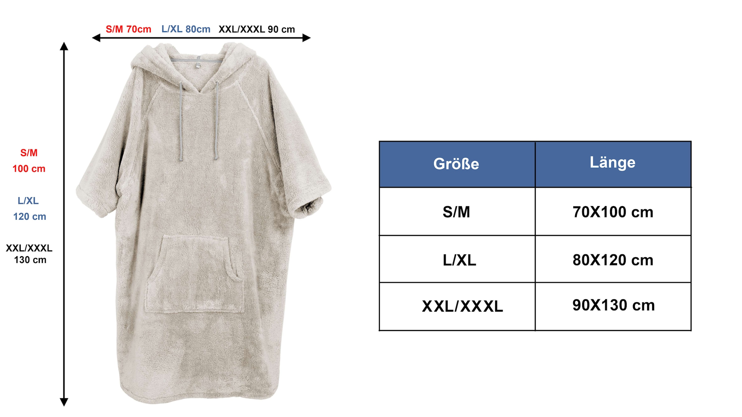 my home Badeponcho »Lillou, ideal für Sauna, Spa & im Urlaub«, (1 St.), weich und kuschelig, Fleece, Unisex, für Damen und Herren, Surfponcho