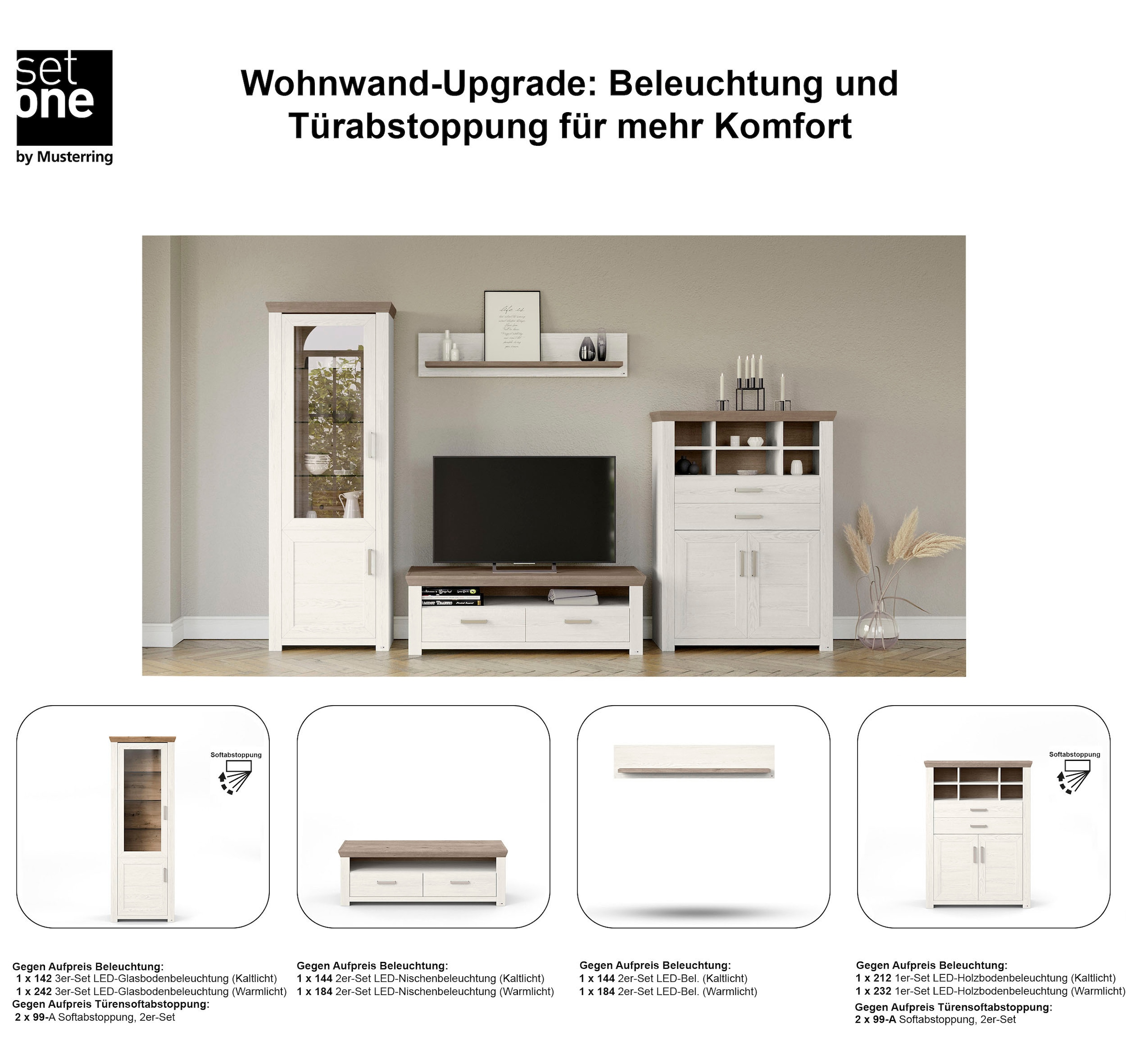 set one by Musterring Wohnwand »York«, (4 St.), Kombination 23, in 3 Farbvarianten, Gesamtbreite 314 cm
