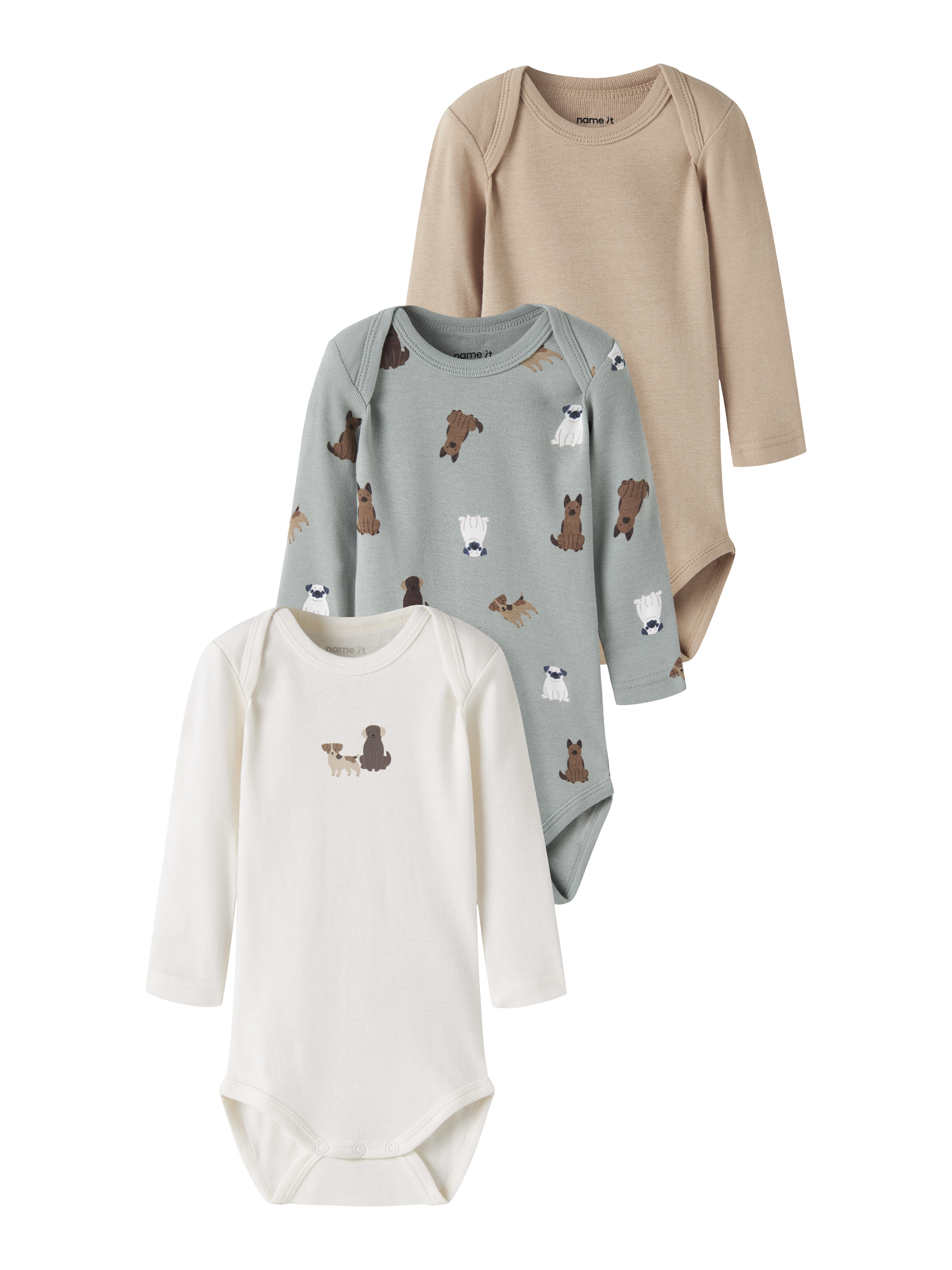 Name It Langarmbody "NBMBODY 3P LS DOG NOOS" Packung, 3 Baumwolle