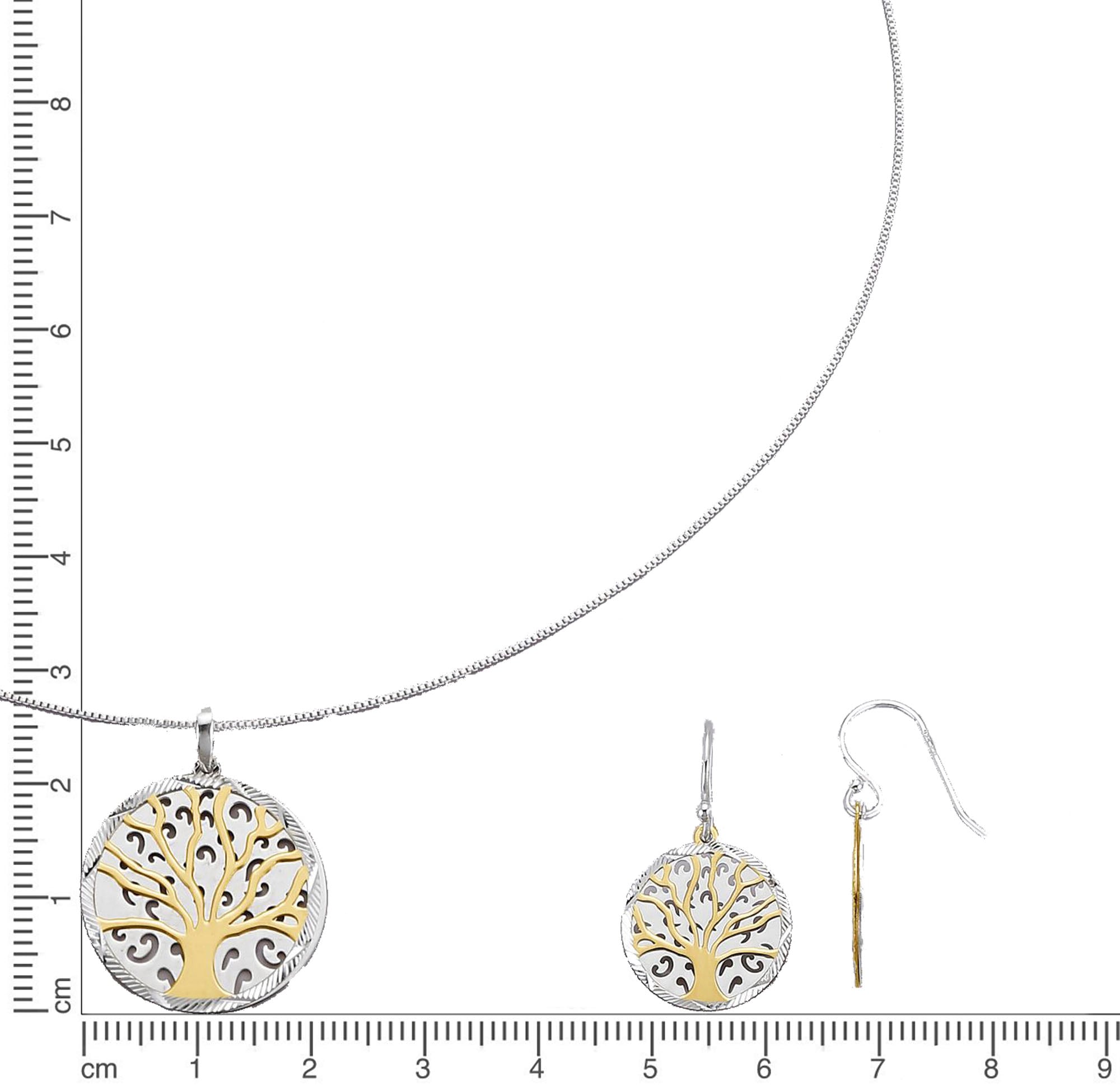 Firetti Ohrring und Ketten Set »Multipack Schmuck Geschenk Silber 925 Halskette Ohrhaken Lebensbaum«, (Set, 4 tlg.)