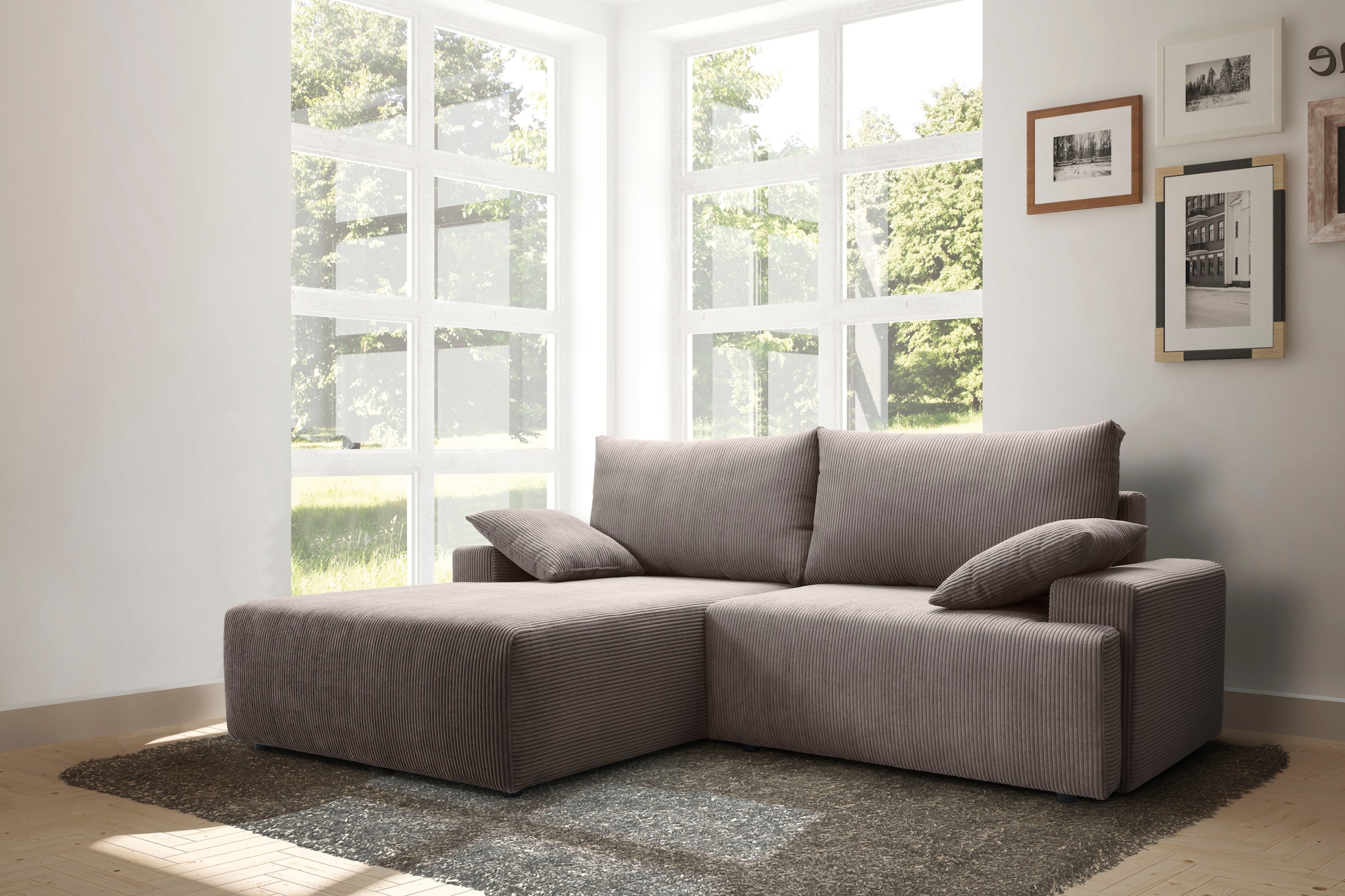 exxpo - sofa fashion Ecksofa »Orinoko, L-Form«, inkl. Bettfunktion und Bettkasten, in Cord