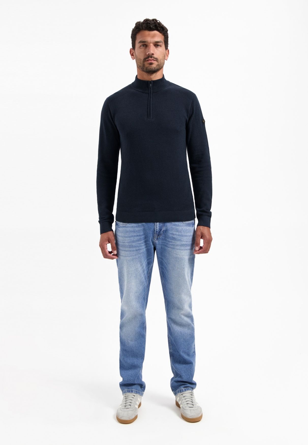 NO EXCESS Stehkragenpullover »No Excess Strukturierter Half-Zip-Pullover«