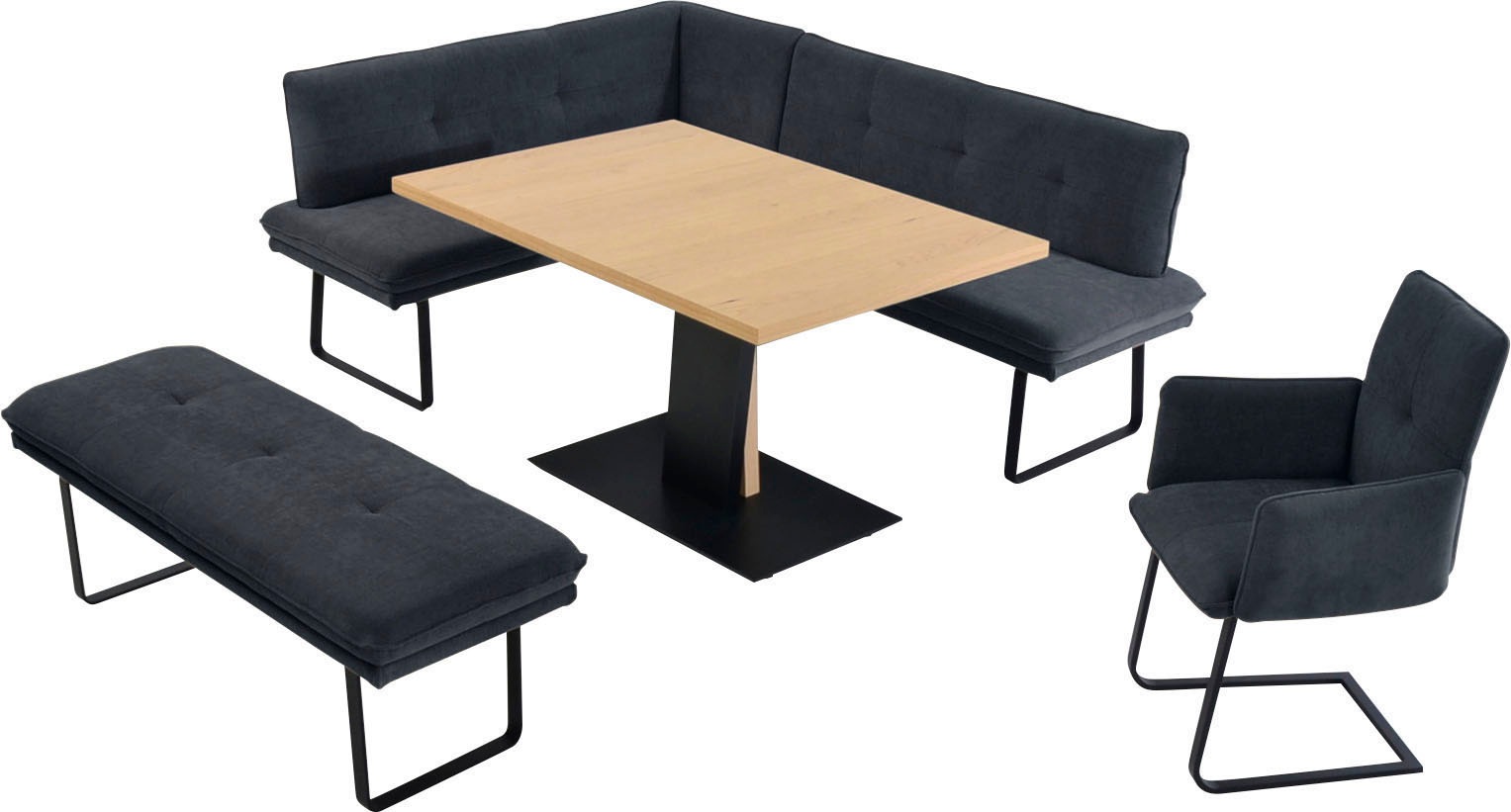K+W Komfort & Wohnen "Giacomo III" 4 Stk. tlg. wahlweise links oder rechts langer Schenkel 207cm, Freischwingersessel