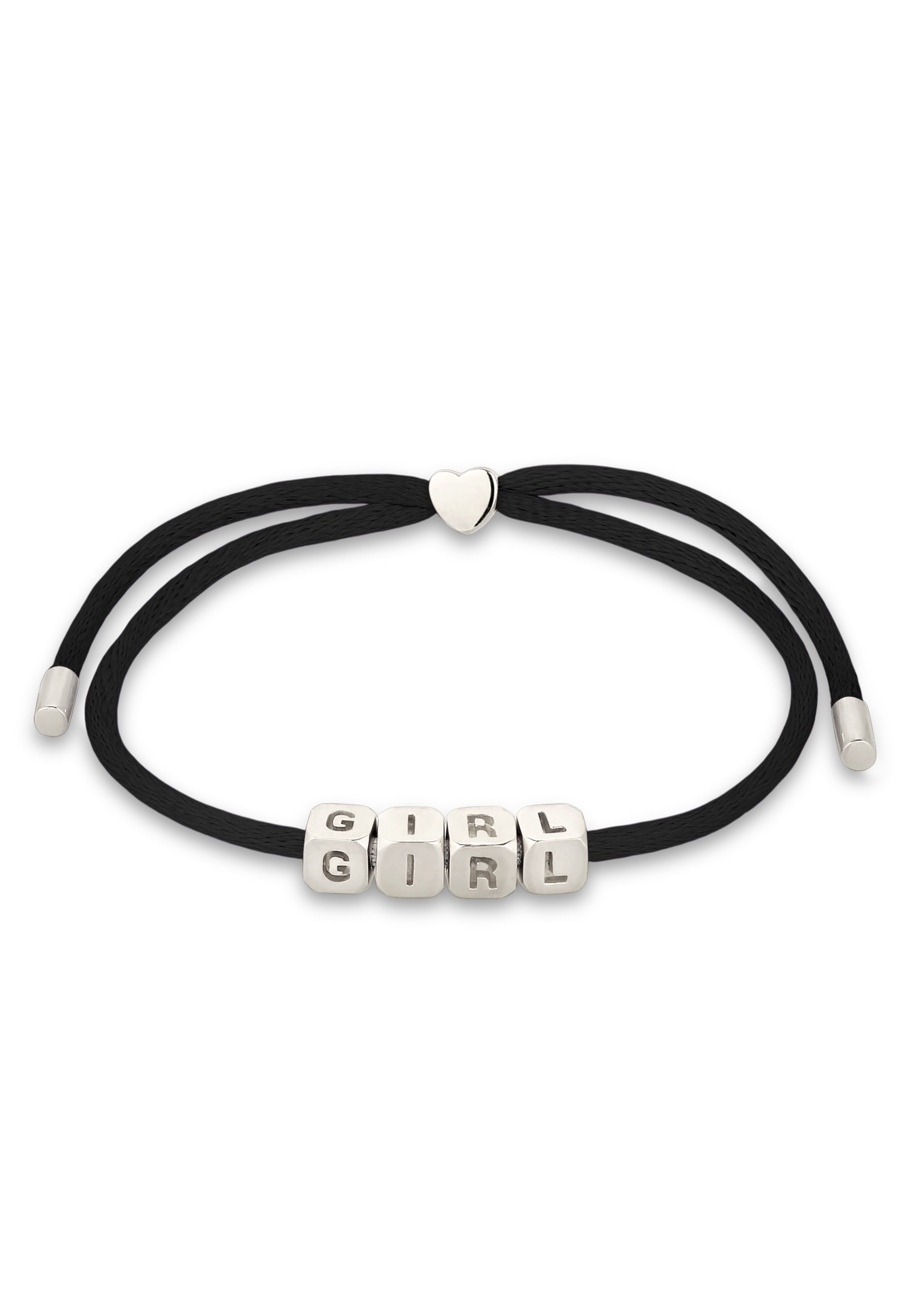 ELLI Damen Armkette "Armband Satin Lettering 925 Sterling Silber vergoldet", Silber 925 (Sterlingsilber), schwarz, Silber 925 (Sterlingsilber),