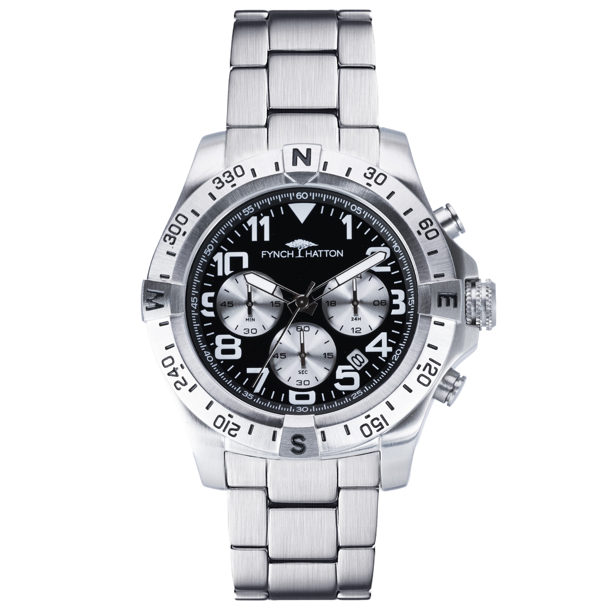 FYNCH-HATTON Chronograph Quarzuhr, Armbanduhr, Herrenuhr, Edelstahlarmband, analog, Tag