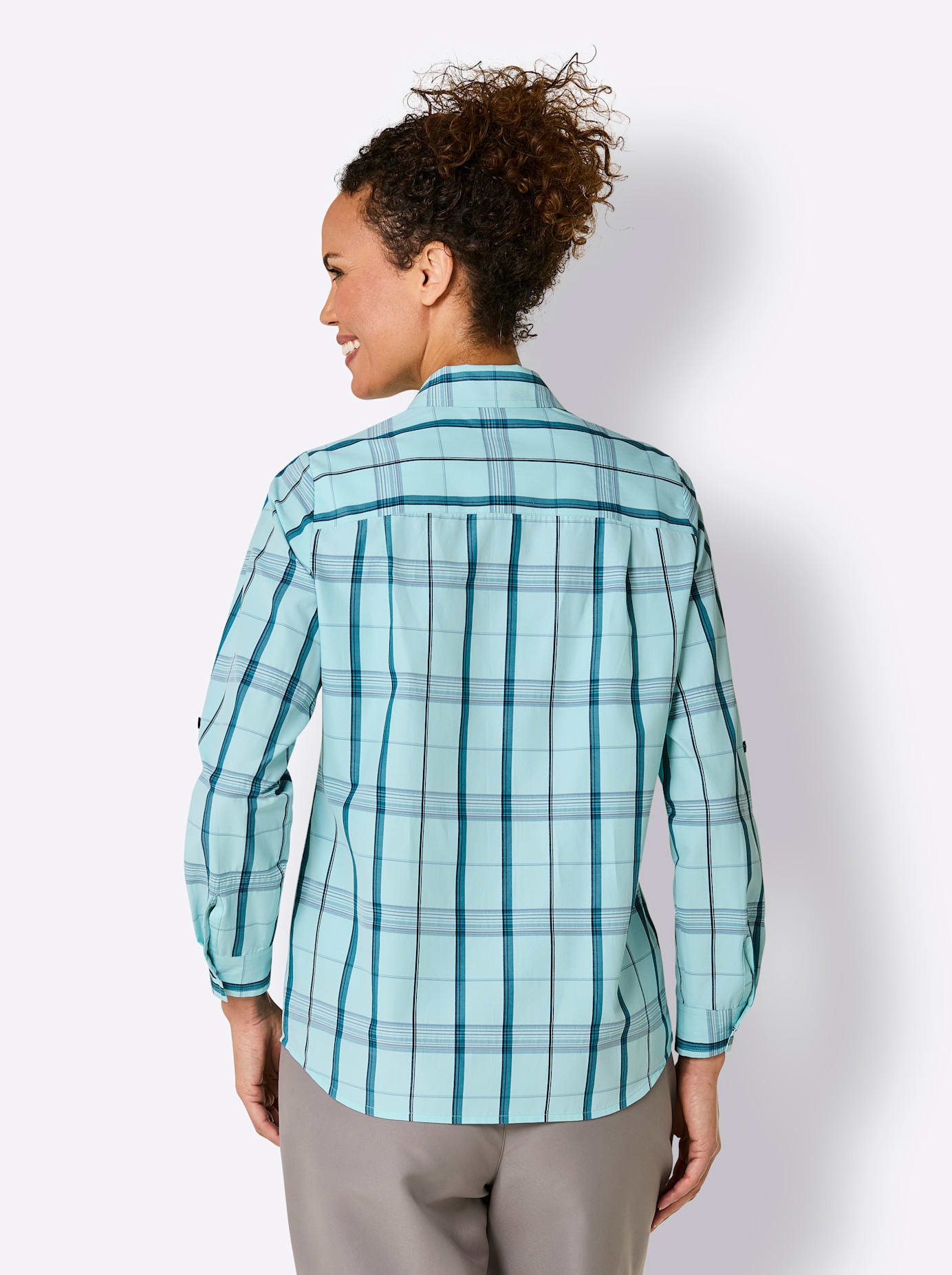 CATAMARAN Functional Blouse Shirt Women Green Plaid Size 54 3