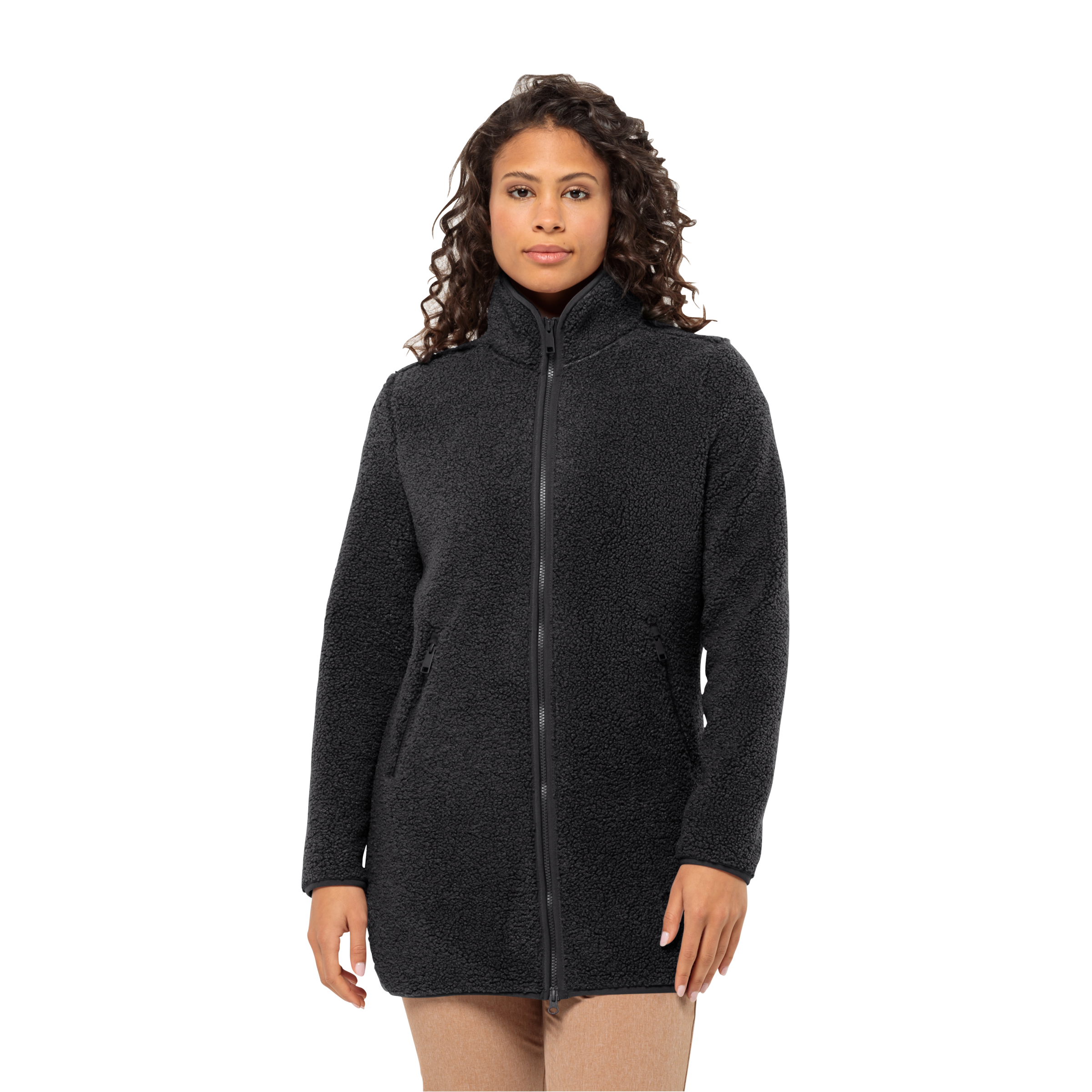 Jack Wolfskin Fleecejacke "HIGH CURL COAT W", warmer Sherpa Fleecemantel