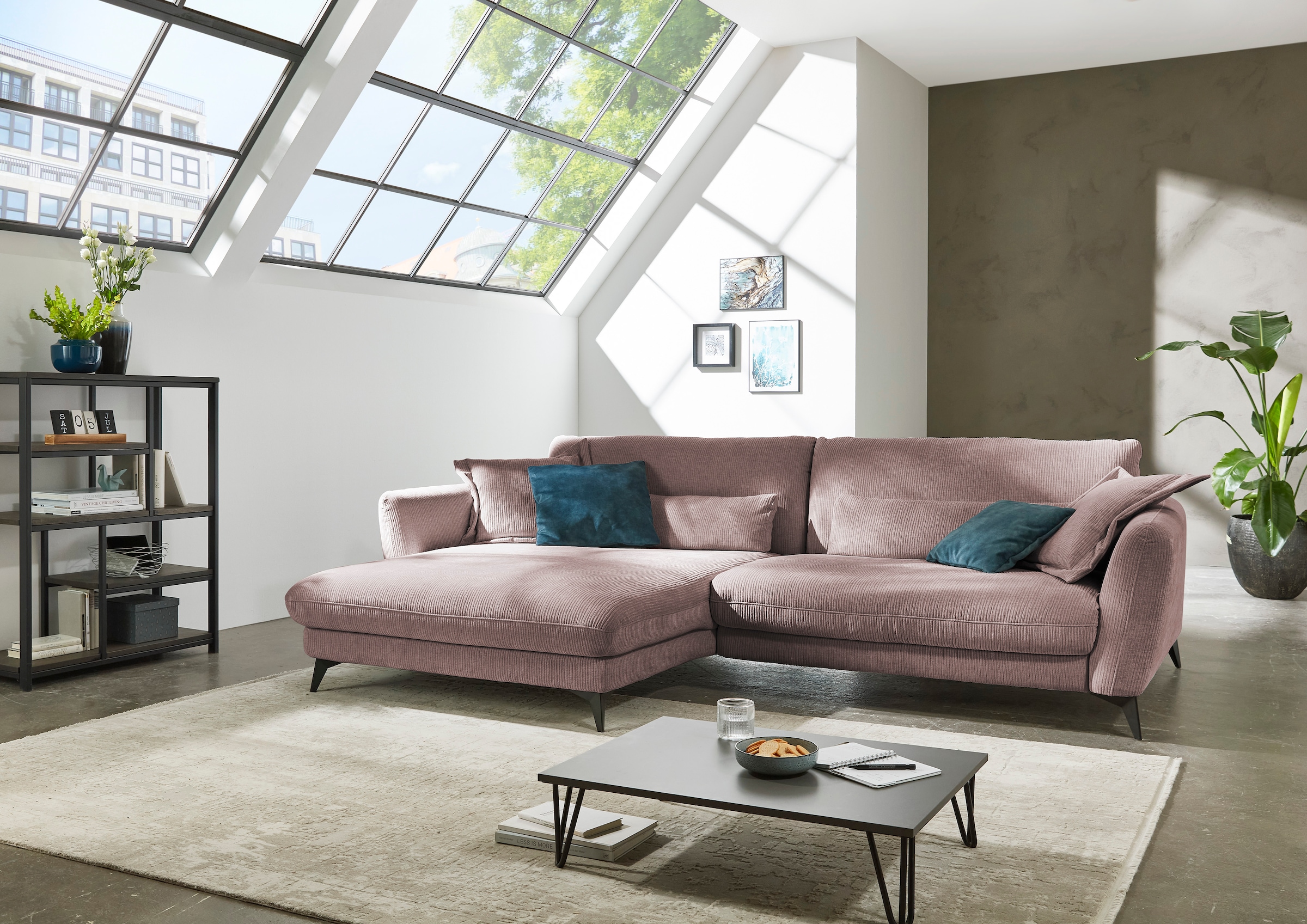 Die PlanBar Ecksofa »MP-IN23149 L-Form« Kaltschaumpolsterung mit SoftSitz, Lose Rückenkissen