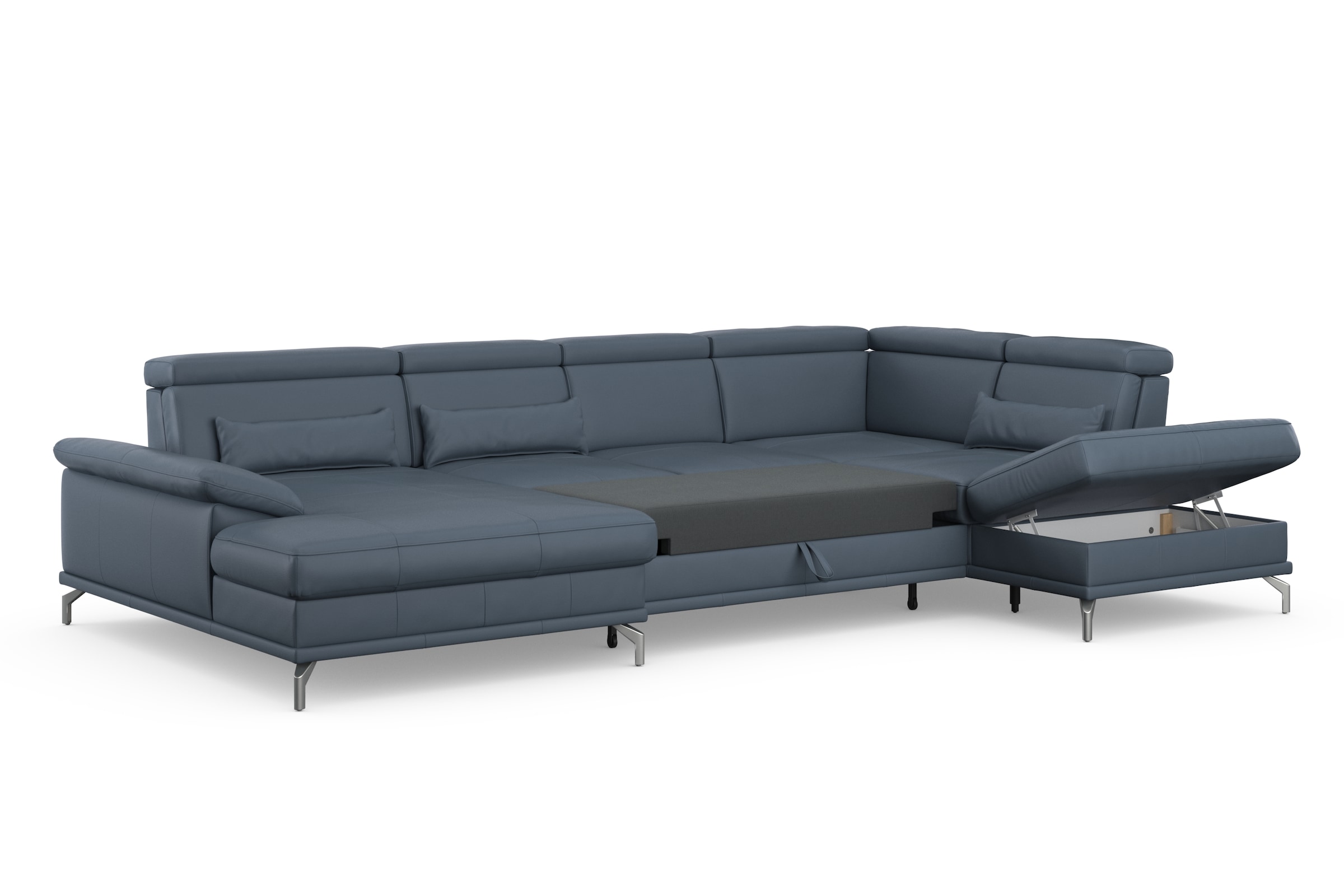 sit&more Wohnlandschaft »Cabrio U-Form, mit Sitztiefenverstellung, Arm- und Kopfteilverstellung«, 3 Nierenkissen, Federkern, optional Bettfunktion und Stauraum
