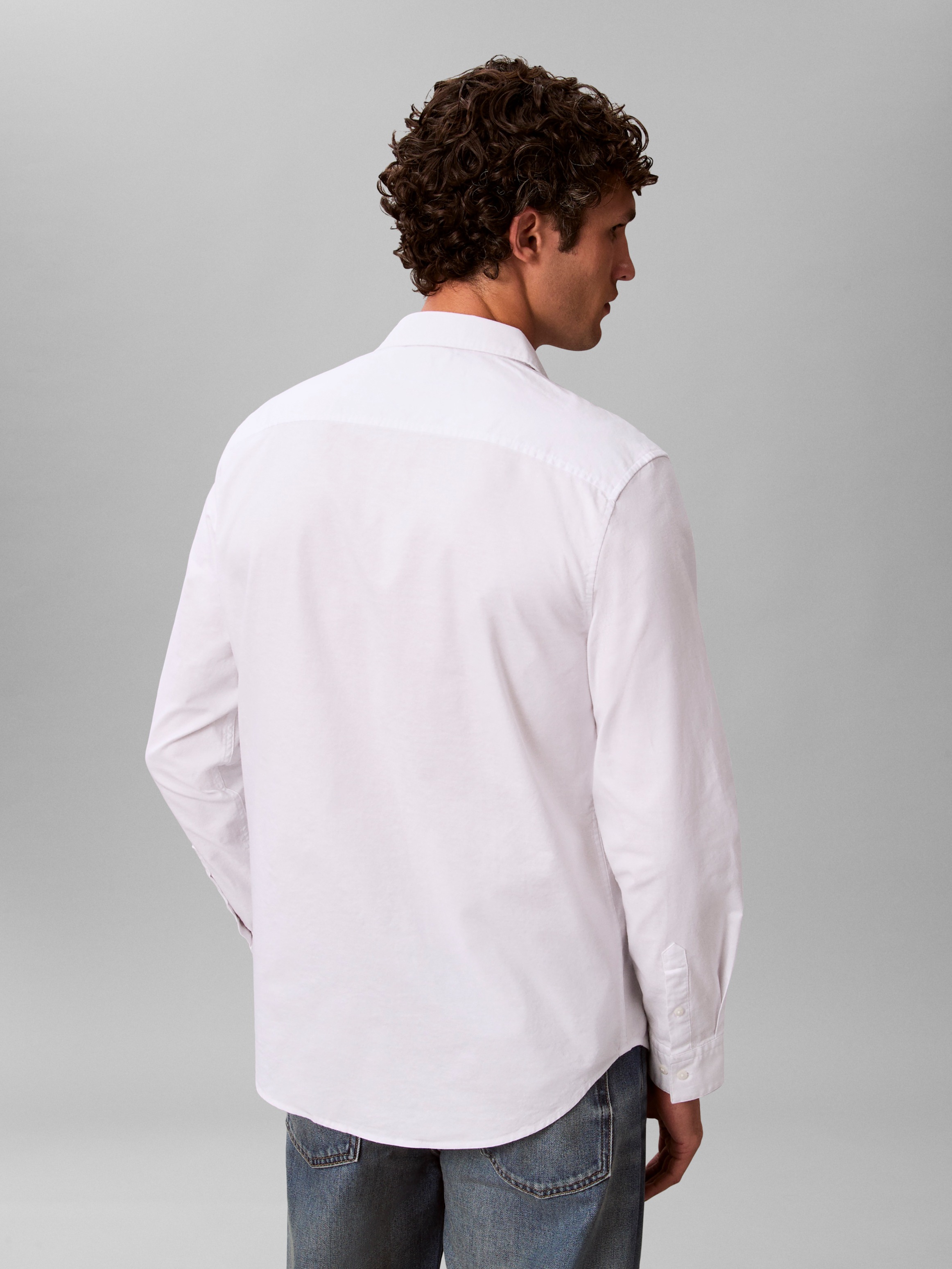 Calvin Klein Jeans Langarmhemd Button-Down-Kragen, Baumwoll-Stretch