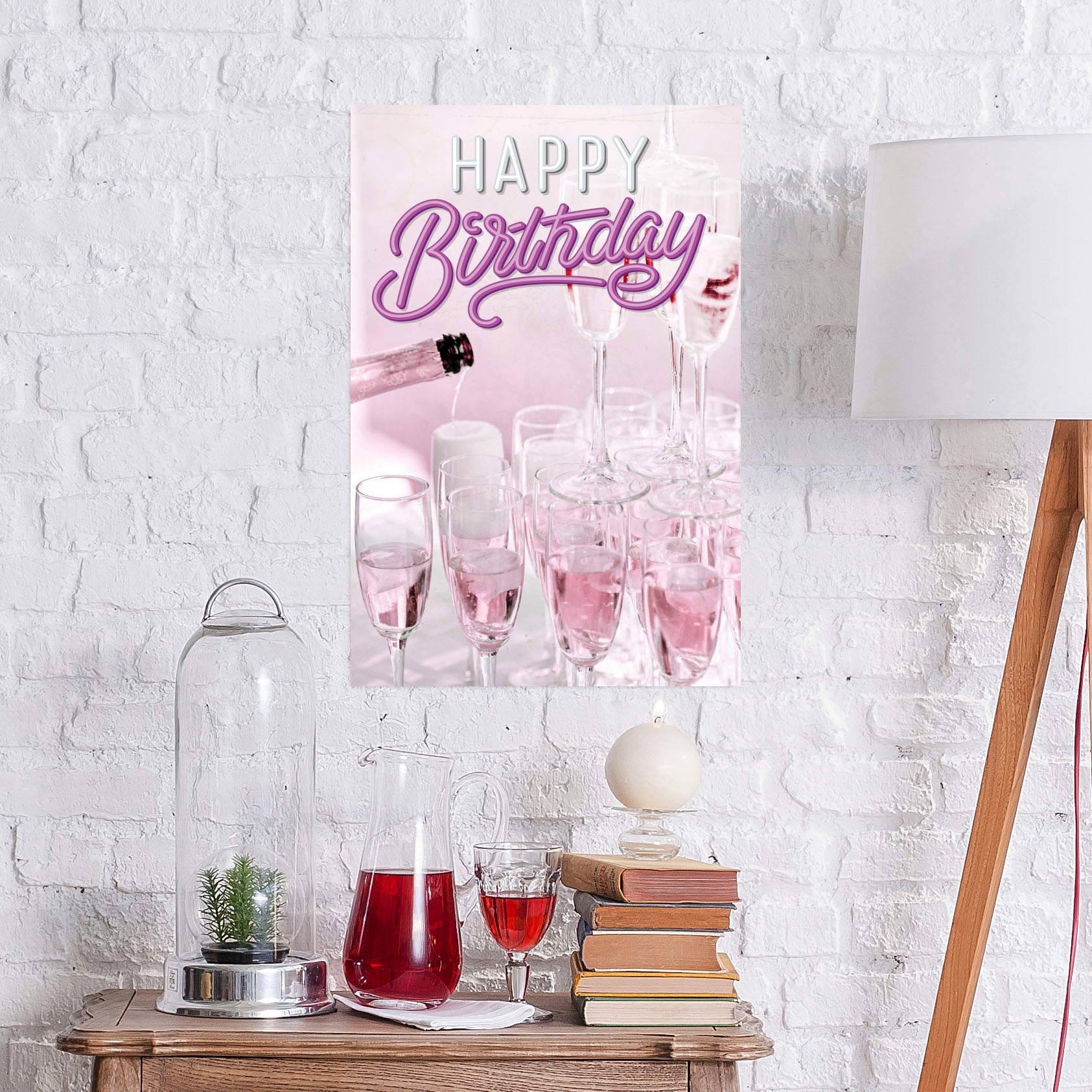 queence Metallbild "Birthday Champagne", Schriftzüge-Schriftzug-Getränke, ( günstig online kaufen