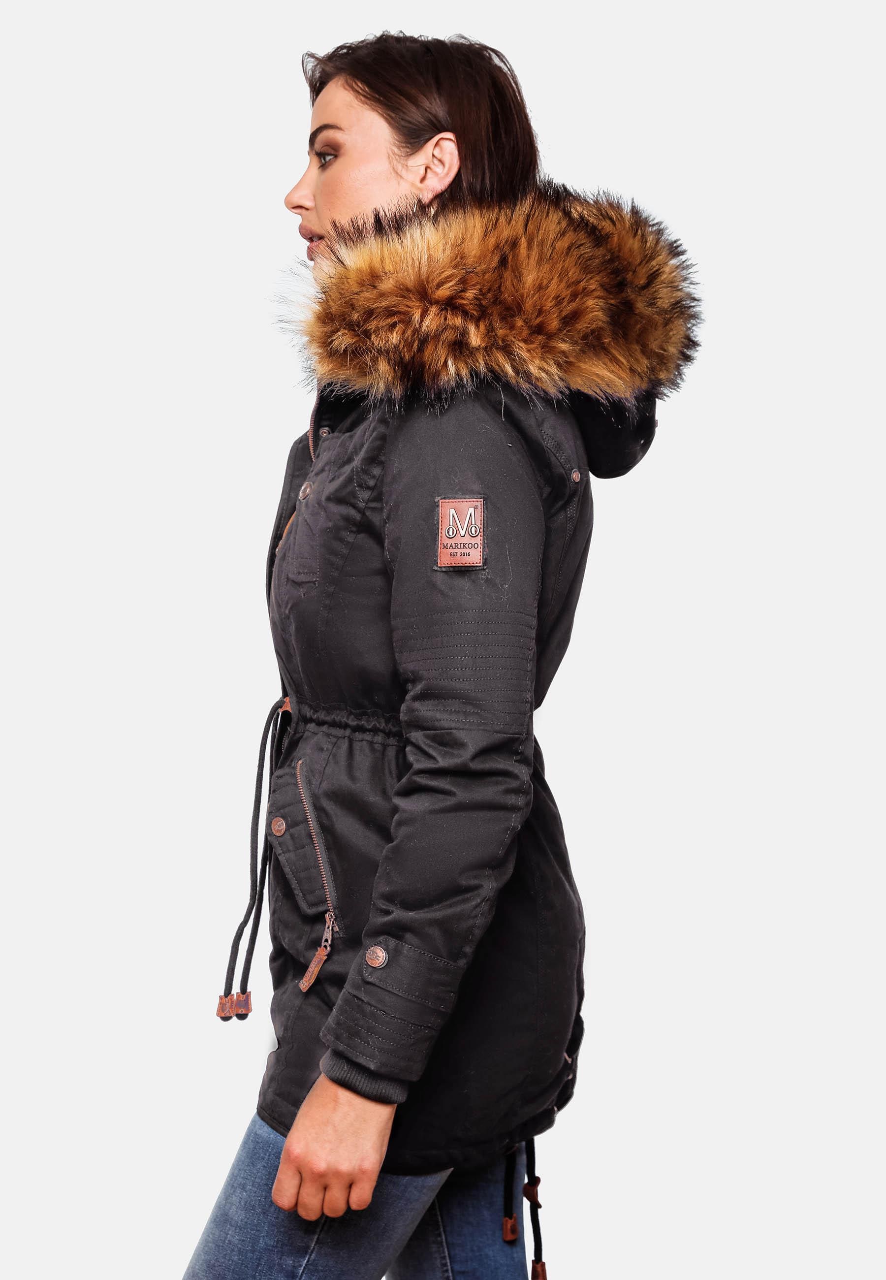 Marikoo Wintermantel »La Viva Prc«, stylischer Winterparka mit abnehmbarem Kunstfell