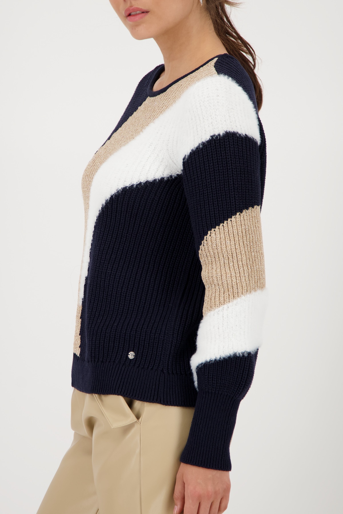 Monari Strickpullover »Pullover Intarsie«, Mit Rundhalsausschnitt