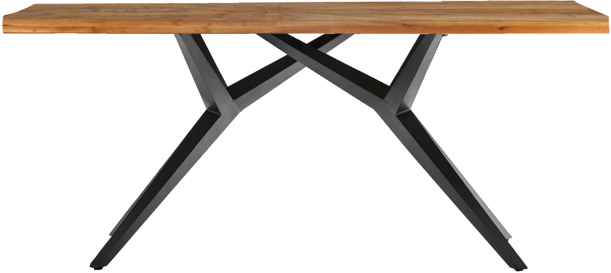 SIT Esstisch "Imola aus recyceltem Teak & extravagantem Metallgestell" 50 mm starke Teakplatte mit außergewöhnlichem Sonnenmuster