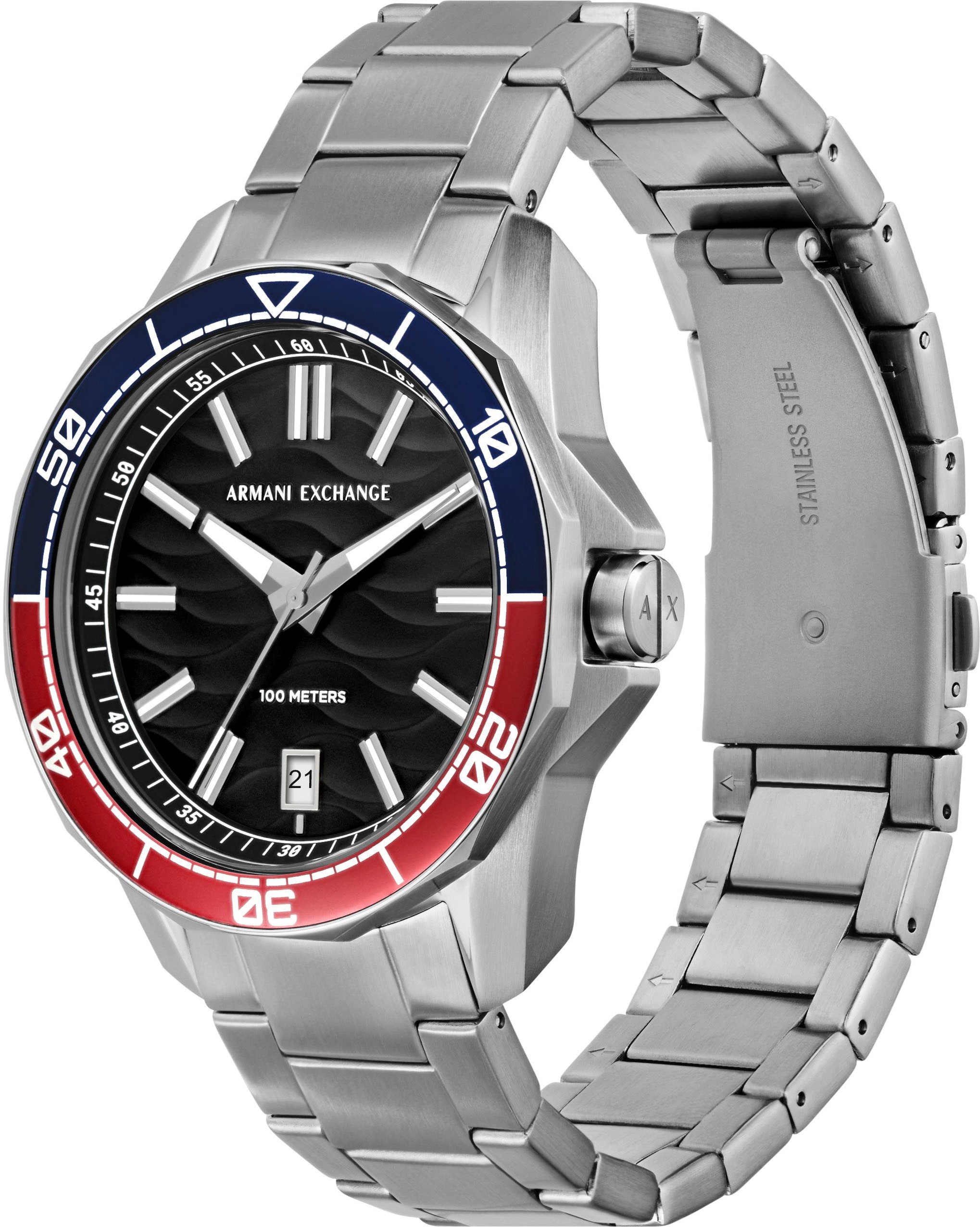 ARMANI EXCHANGE Quarzuhr, Armbanduhr, Herrenuhr, bis 10 bar wasserdicht, Edelstahlarmband