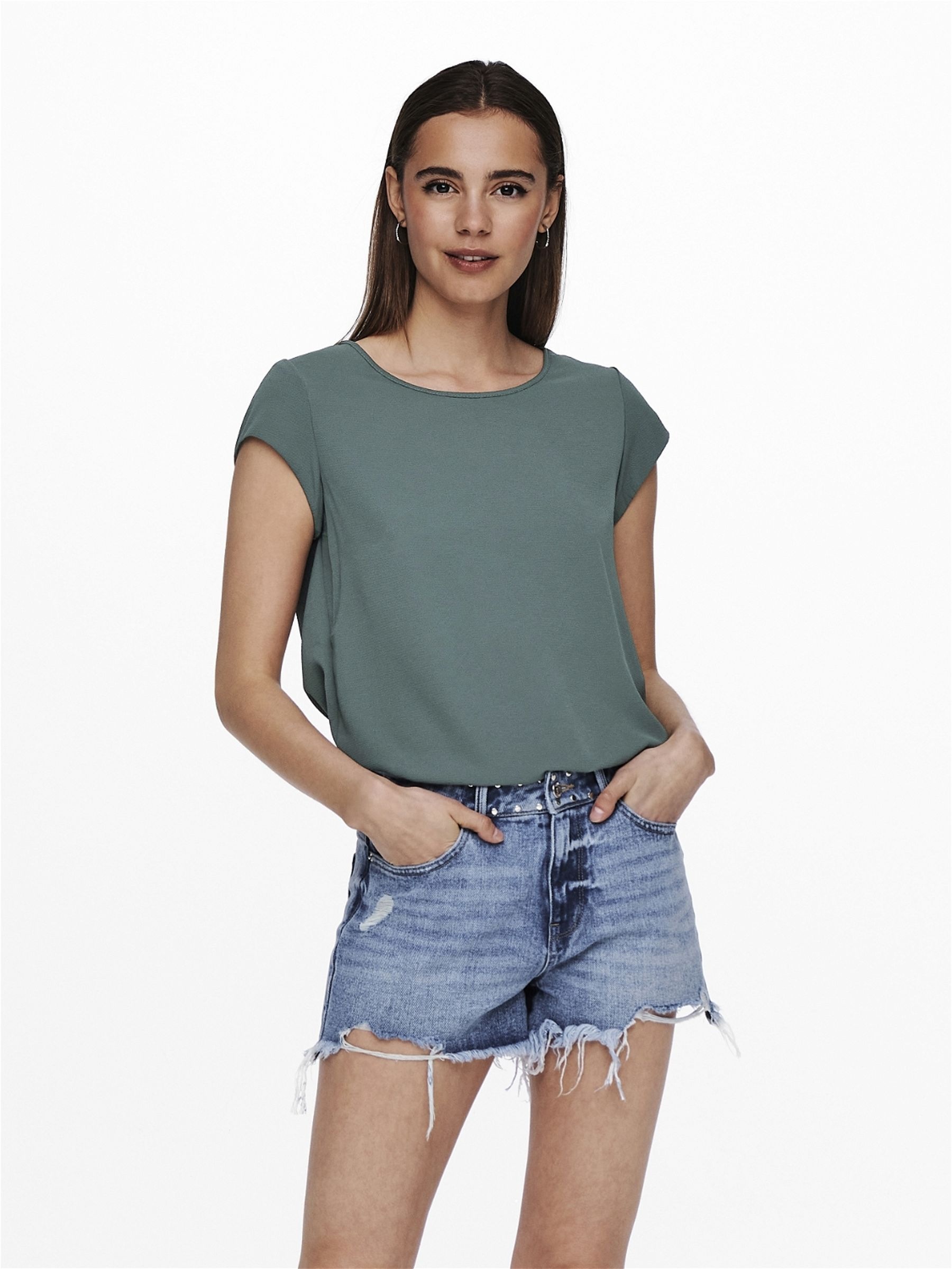 ONLY Kurzarmbluse "ONLVIC – feminines Blusenshirt in lockerer Form", regula günstig online kaufen