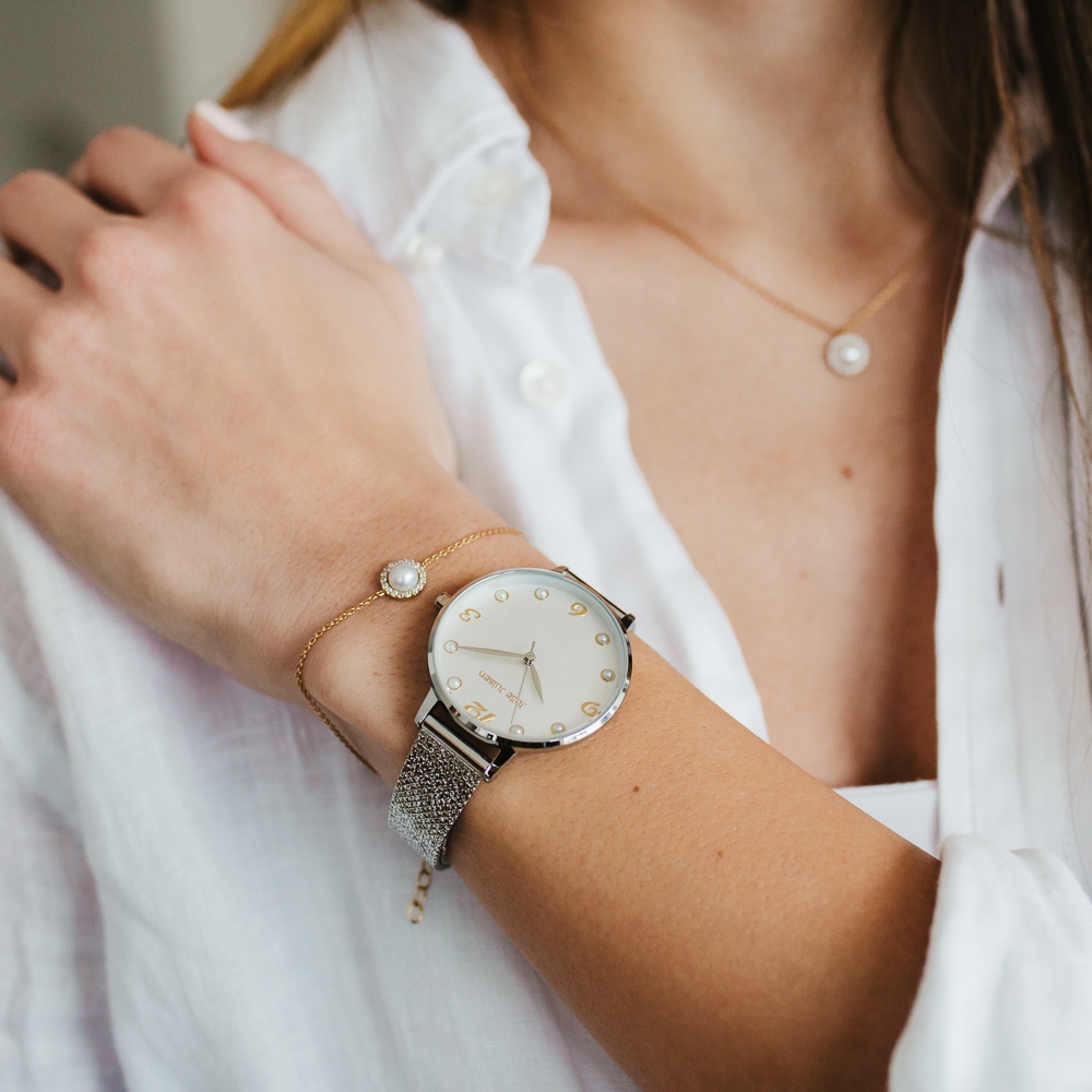 Julie Julsen Armband »925/- Sterling Silber vergoldet Perle und Zirkonia«