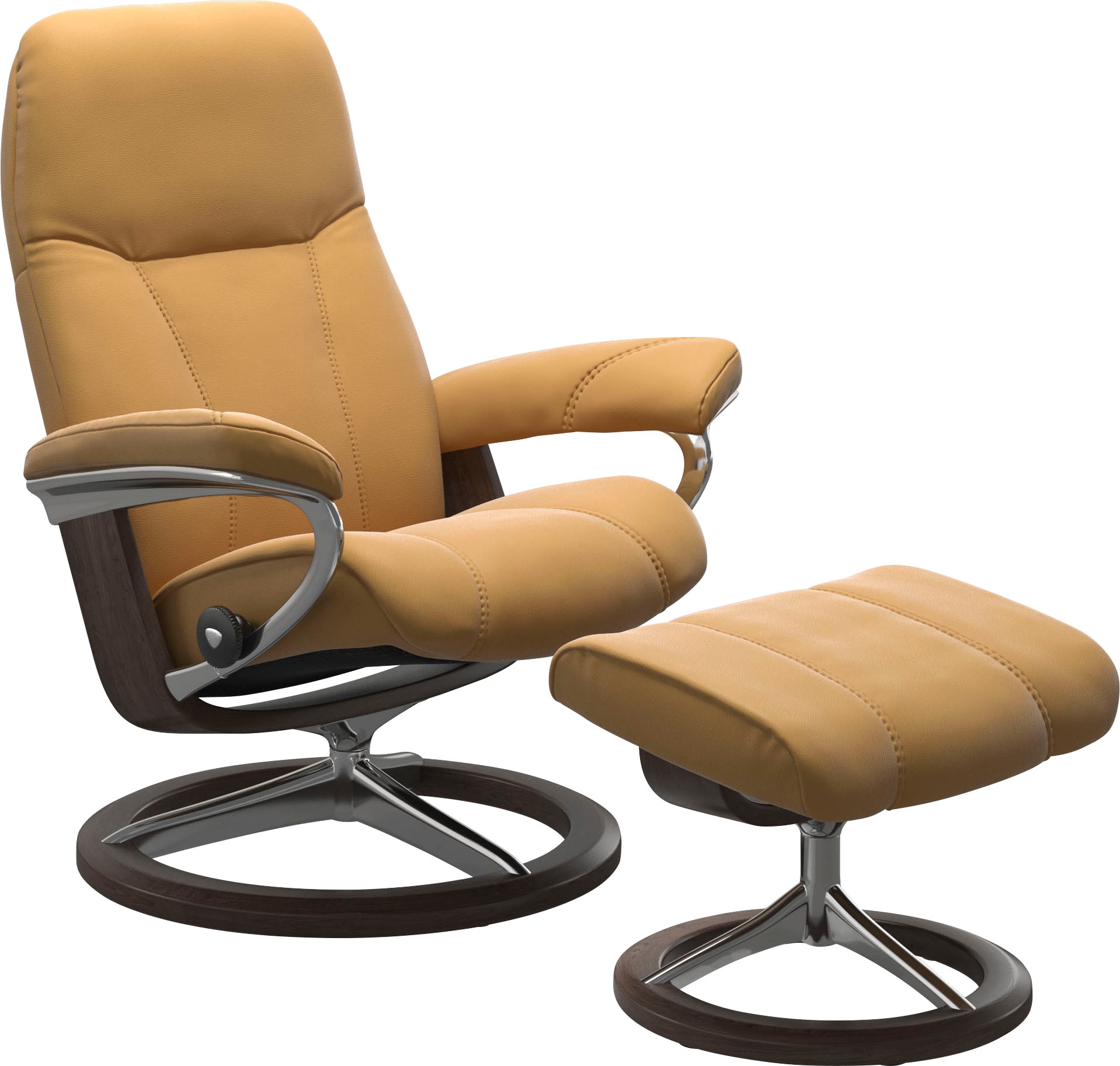 Stressless Relaxsessel "Consul" Set, Relaxsessel mit Hocker, mit Hocker, mit Signature Base, Größe M, Gestell Wenge