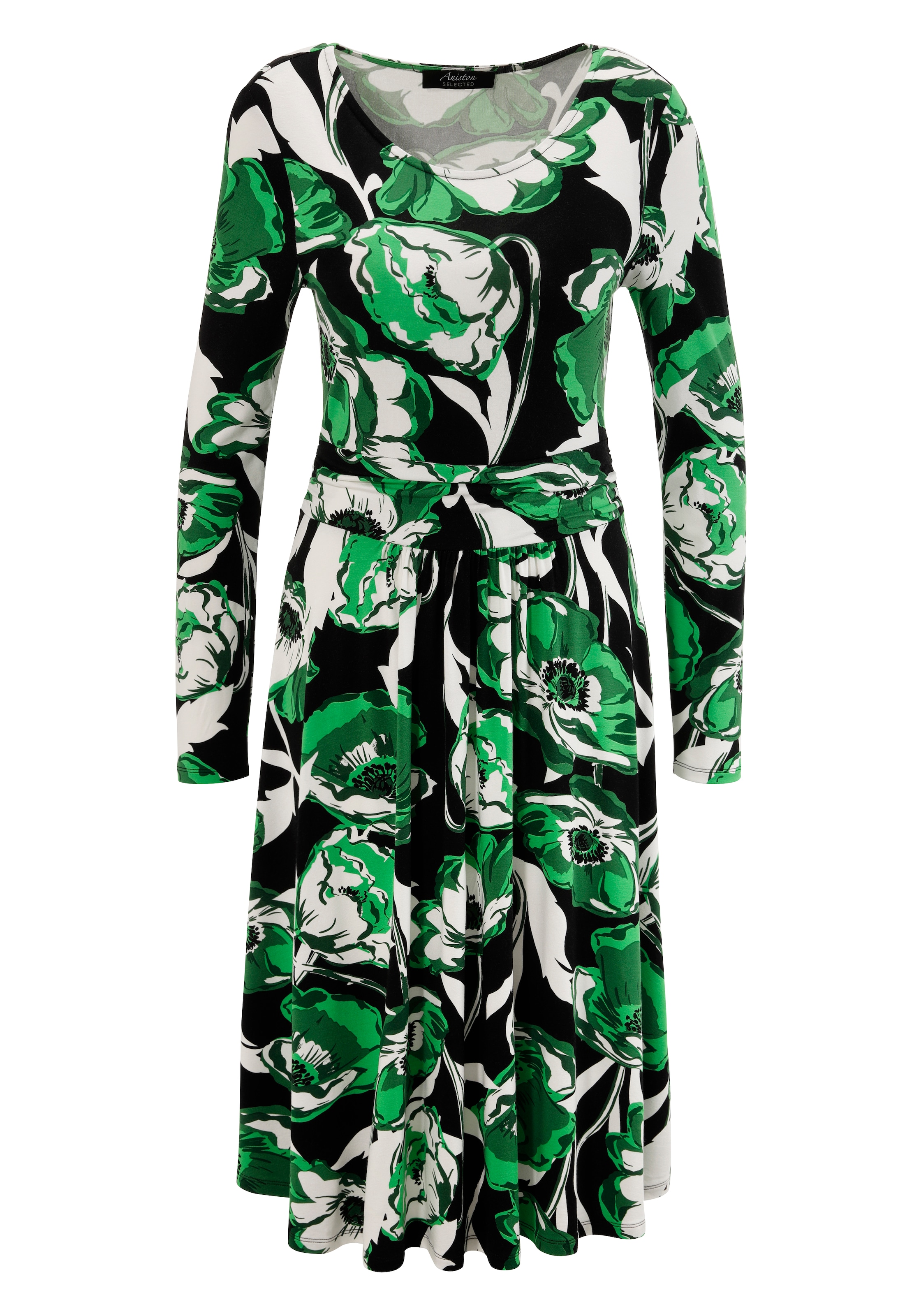 Aniston SELECTED Jerseykleid, mit floralem Druck und gerafftem Taillenbund - NEUE KOLLEKTION