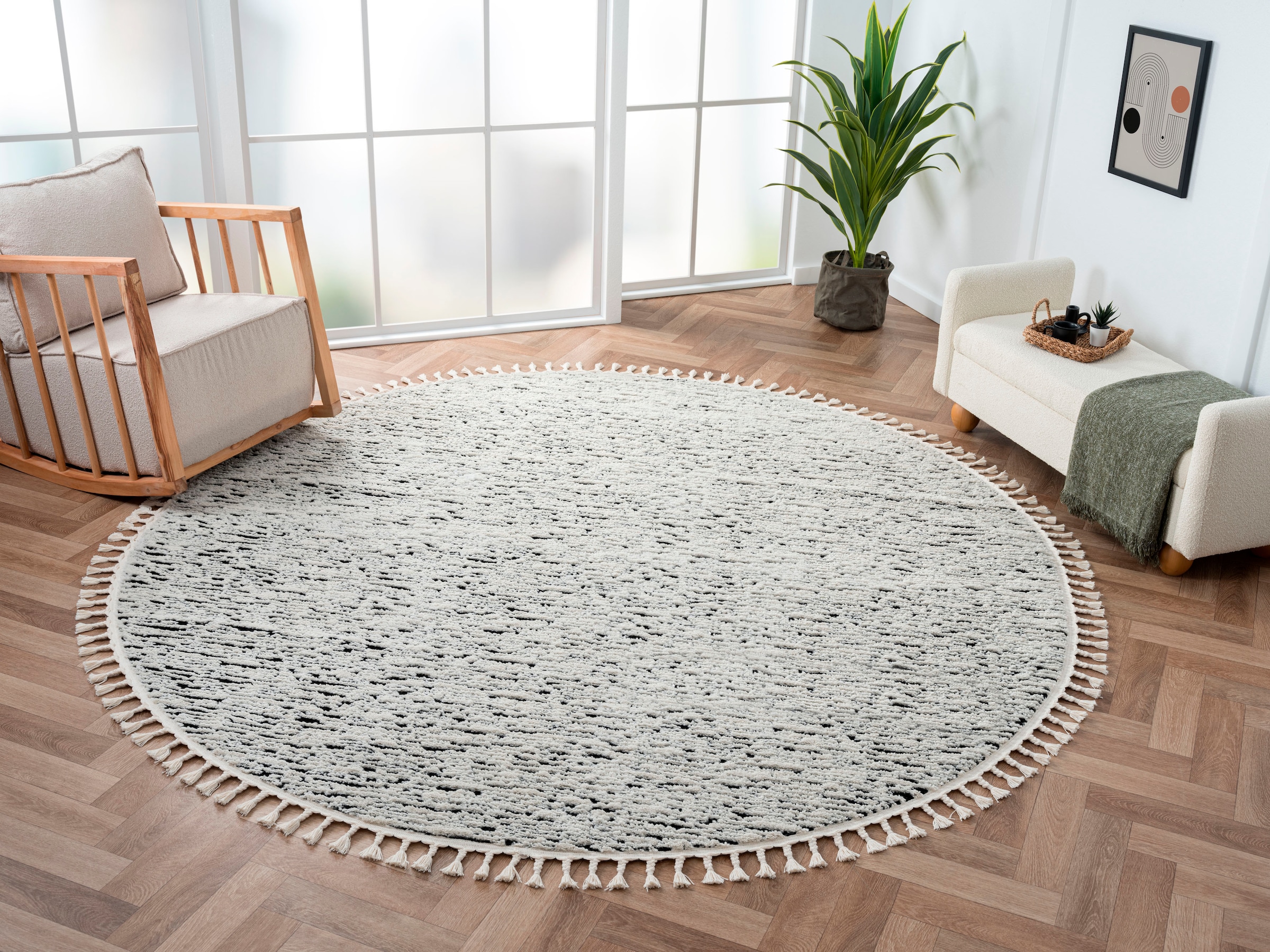 Myflair Möbel & Accessoires Hochflor-Teppich "Moroccan Rockface", rund, 24 mm Höhe, modern, marokkanisches Design, melie