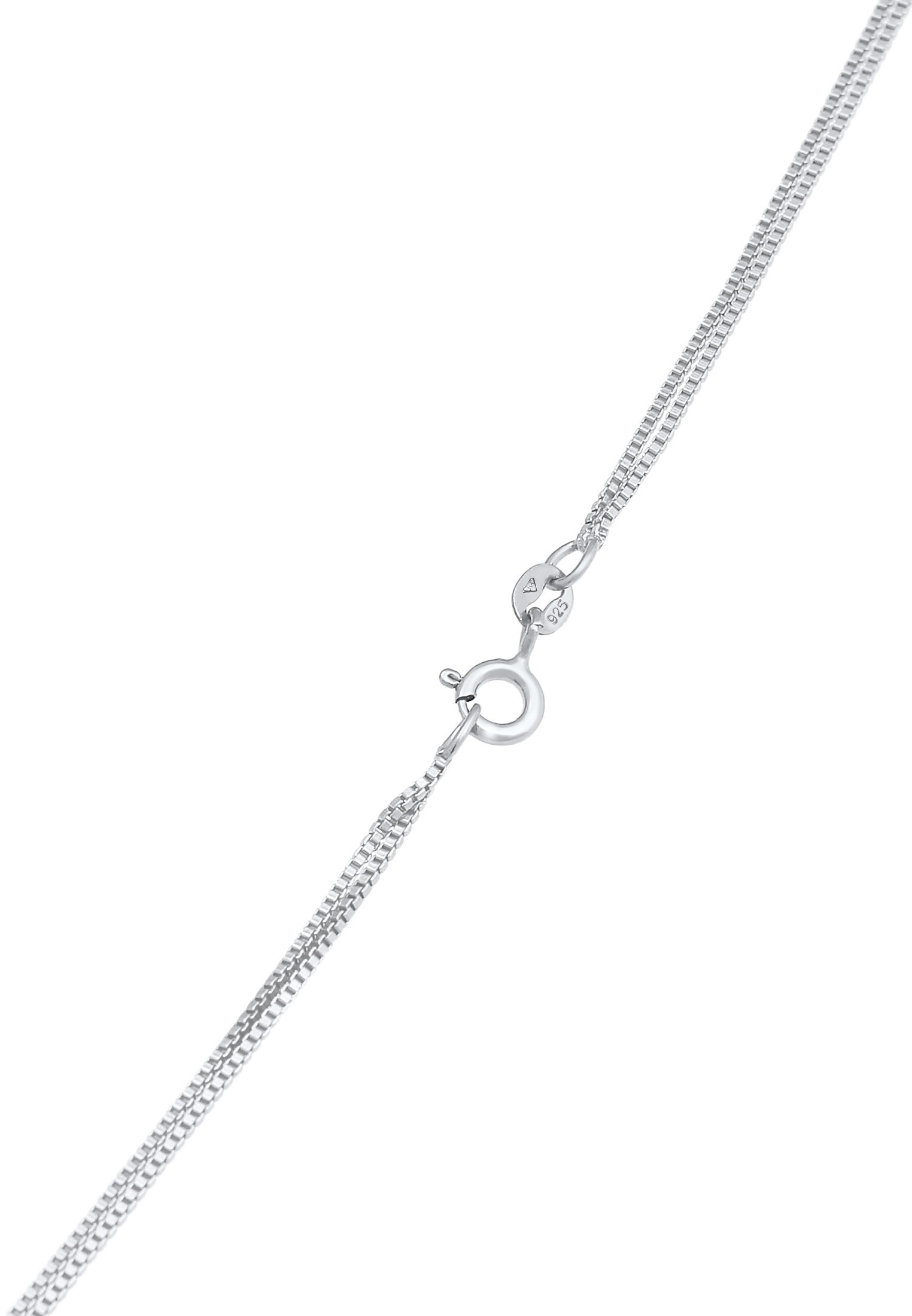 Gliederkette ELLI "2-lagig Layer Coin Plättchen Struktur 925 Silber" Gr. 55, silber, Halsketten, Damen, 55, ohne Stein, Silber 925 (Sterlingsilber), L: 45, Gliederkette 3