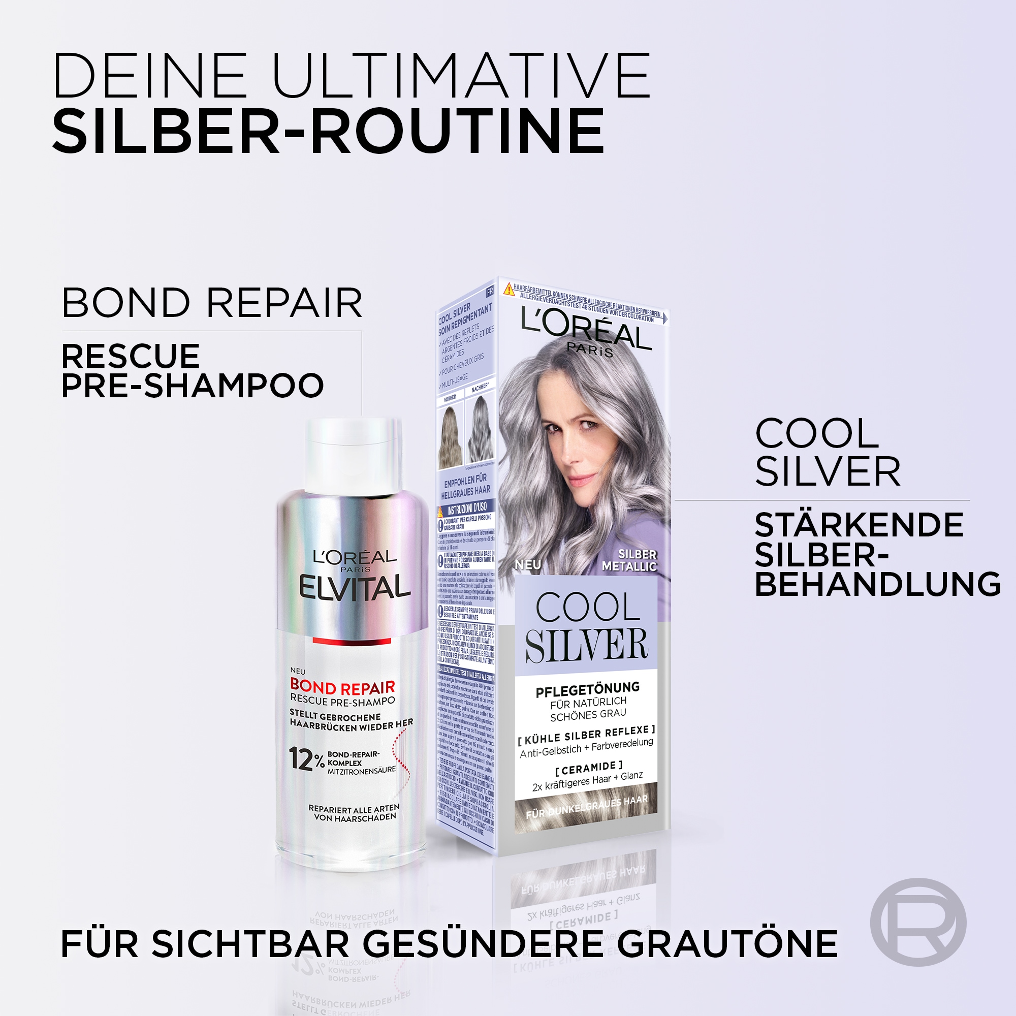 L'ORÉAL PARIS Coloration »COOL SILVER« Natürlich wirkender Silberglanz für graues Haar, mit Anti-Gelbstich.