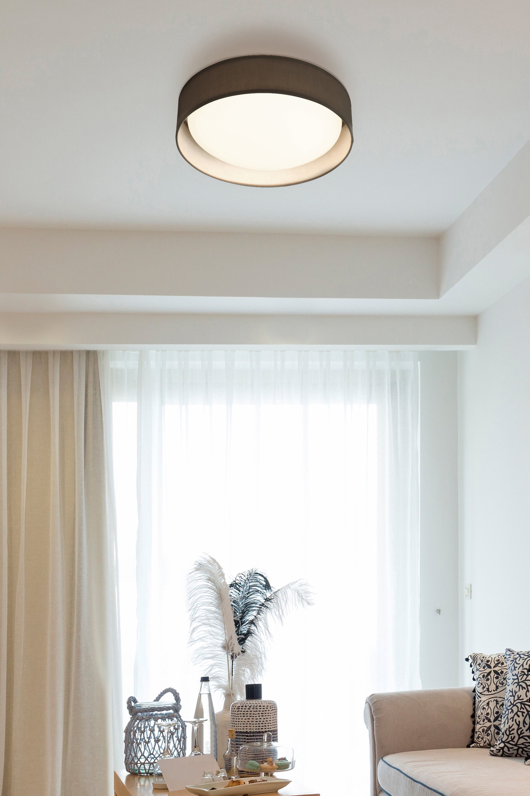 Searchlight Deckenleuchte »Gianna Deckenleuchte - Grauer Stoff & Acryldiffusor« LED-Modul 1 Stk.