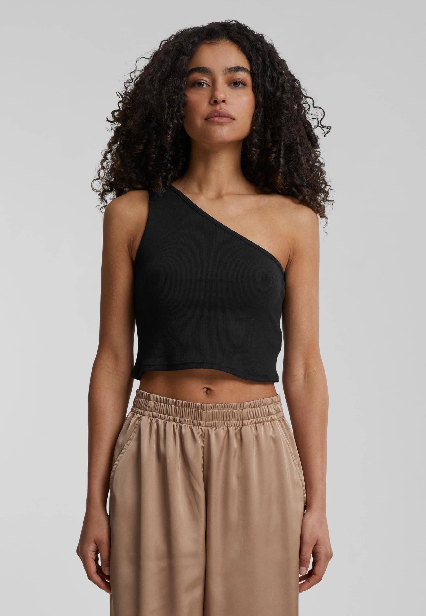 URBAN CLASSICS Muskelshirt »Urban Classics Damen Ladies Cropped Asymmetric Top«, (1 tlg.)