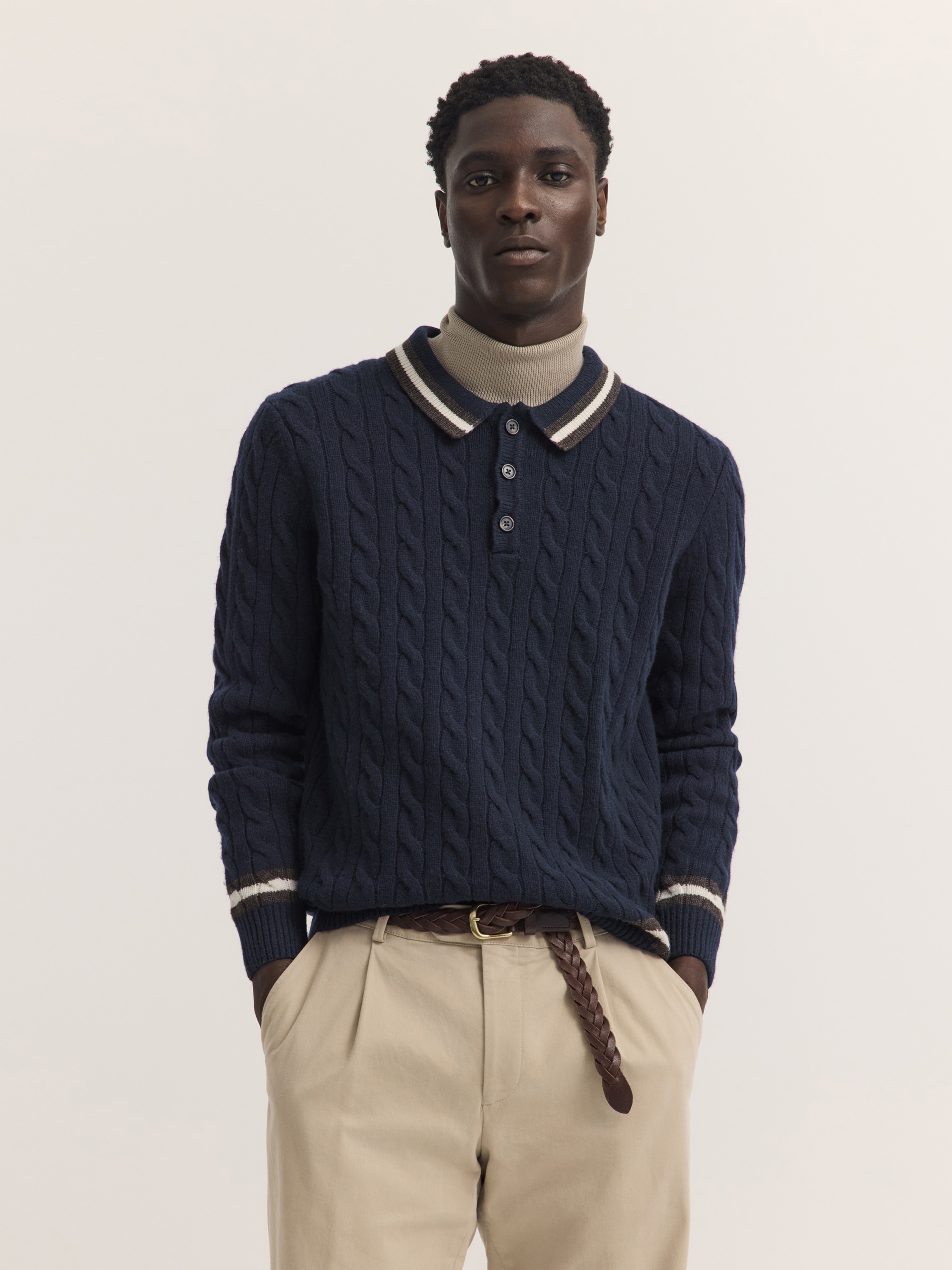 bugatti Poloshirt »Regular Fit« Regular Fit Wollmix Zopfmuster