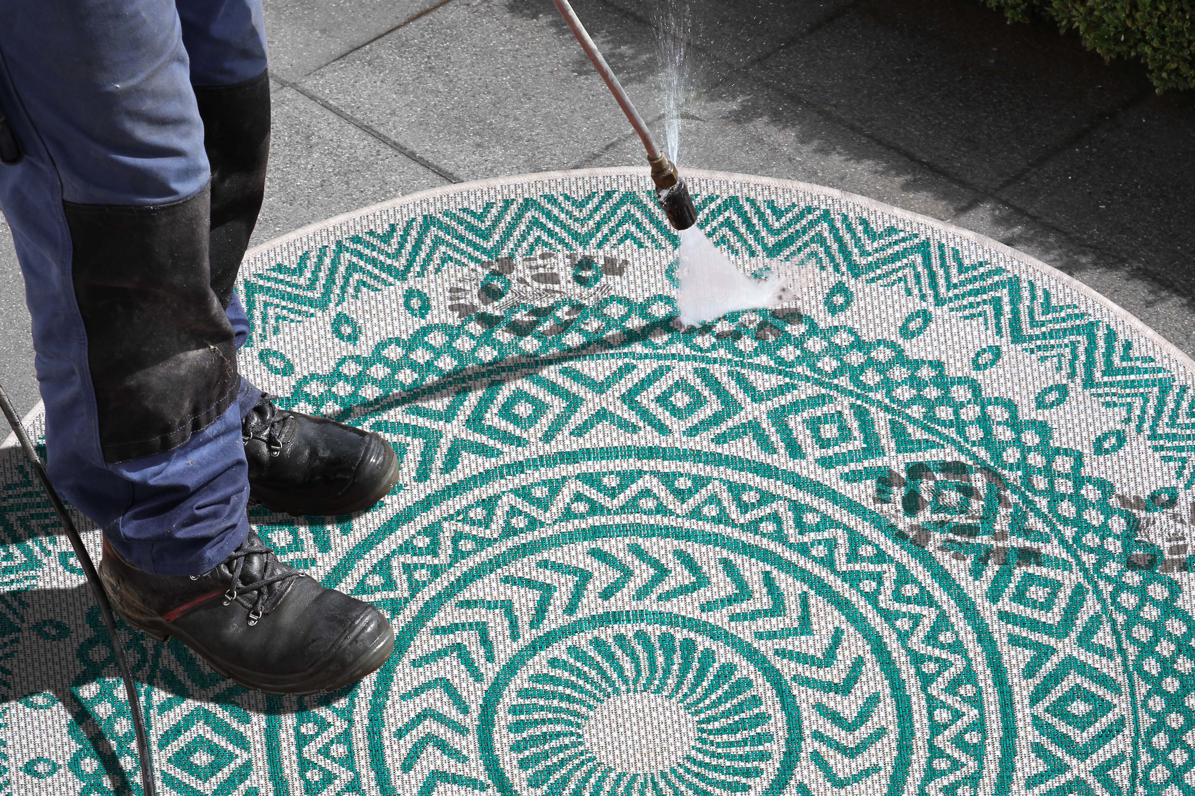 NORTHRUGS Teppich »Giro«, rund, Design, gekettelt, Pflegeleicht | Mandala Rechnung Flachgewebe BAUR auf Robust