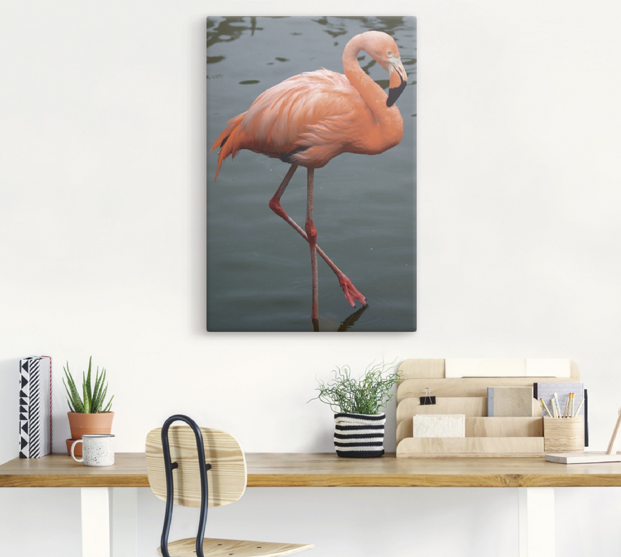 Artland Wandbild »Flamingo Balance«, Vögel, (1 St.), als Leinwandbild, Wandaufkleber oder Poster in versch. Größen