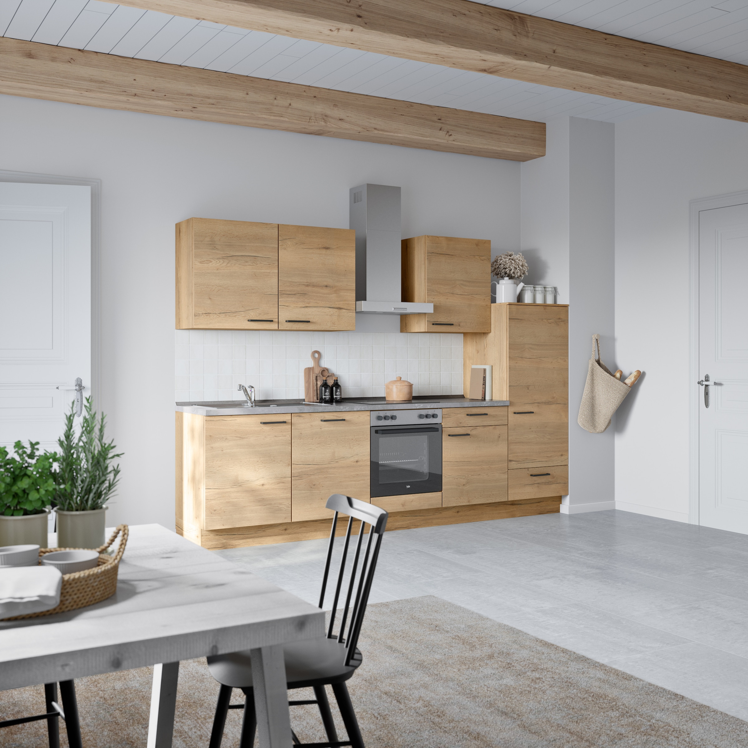 nobilia® Küchenzeile »"Structura I"«, vormontiert, Ausrichtung wählbar, Breite 300 cm, wahlw. mit E-Geräten