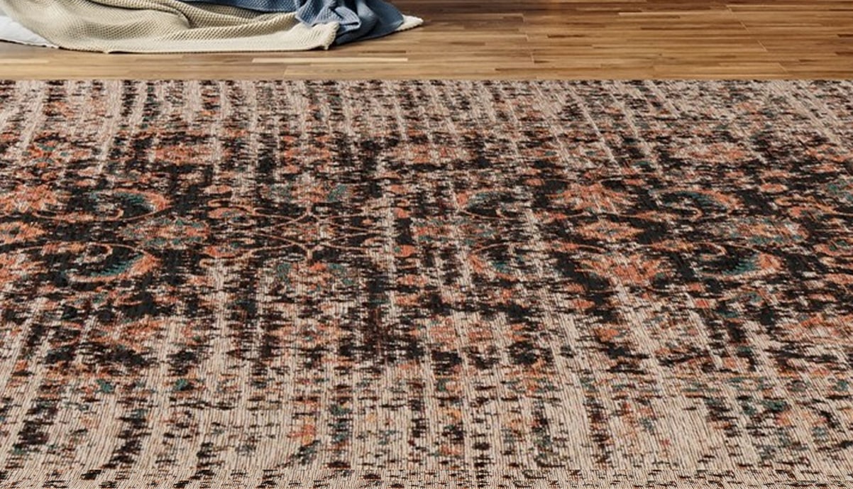 Padiro Teppich "Charme 225" rechteckig 5 mm Höhe Chenille Flachgewebe im Vintage Stil