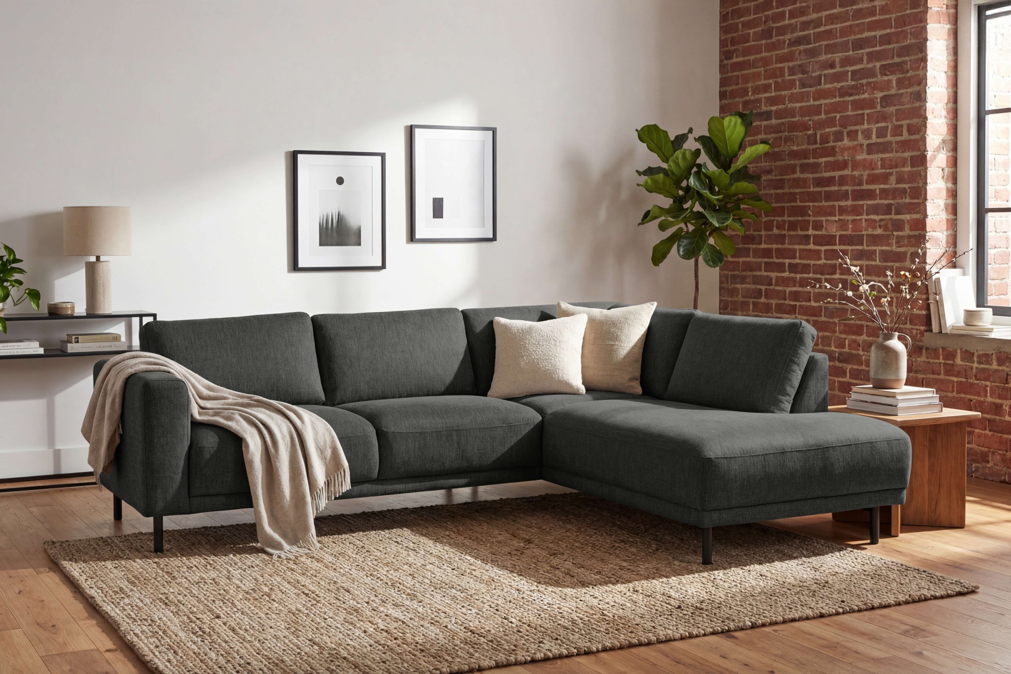 OTTO home Ecksofa "Sveeva, L-Form, B.240 cm, schwarze Metallfüße" langlebiger Webstoff, mit Wellenunterfederung, viele Farben