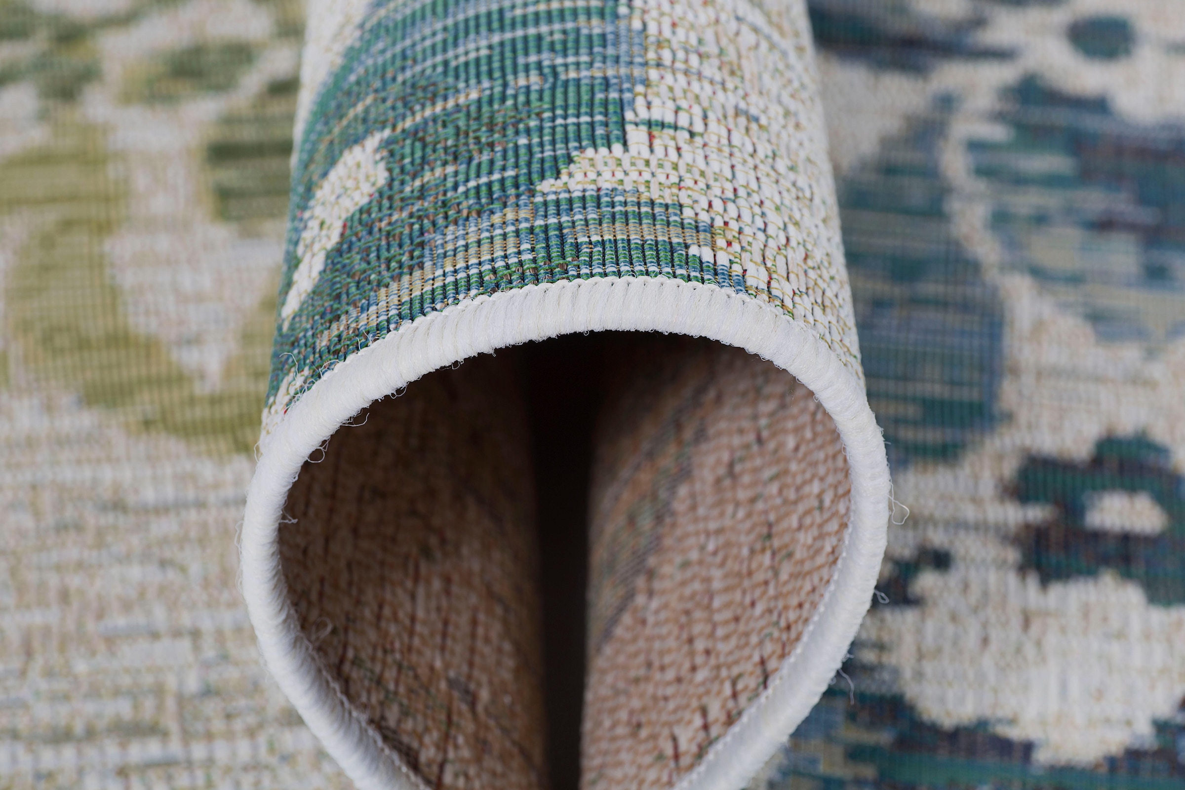 LUXOR living Teppich »Lost Garden, Made in Belgium«, rechteckig, 5 mm Höhe, Flachgewebe, Blumen Motiv, In- und Outdoor geeignet, Wohnzimmer