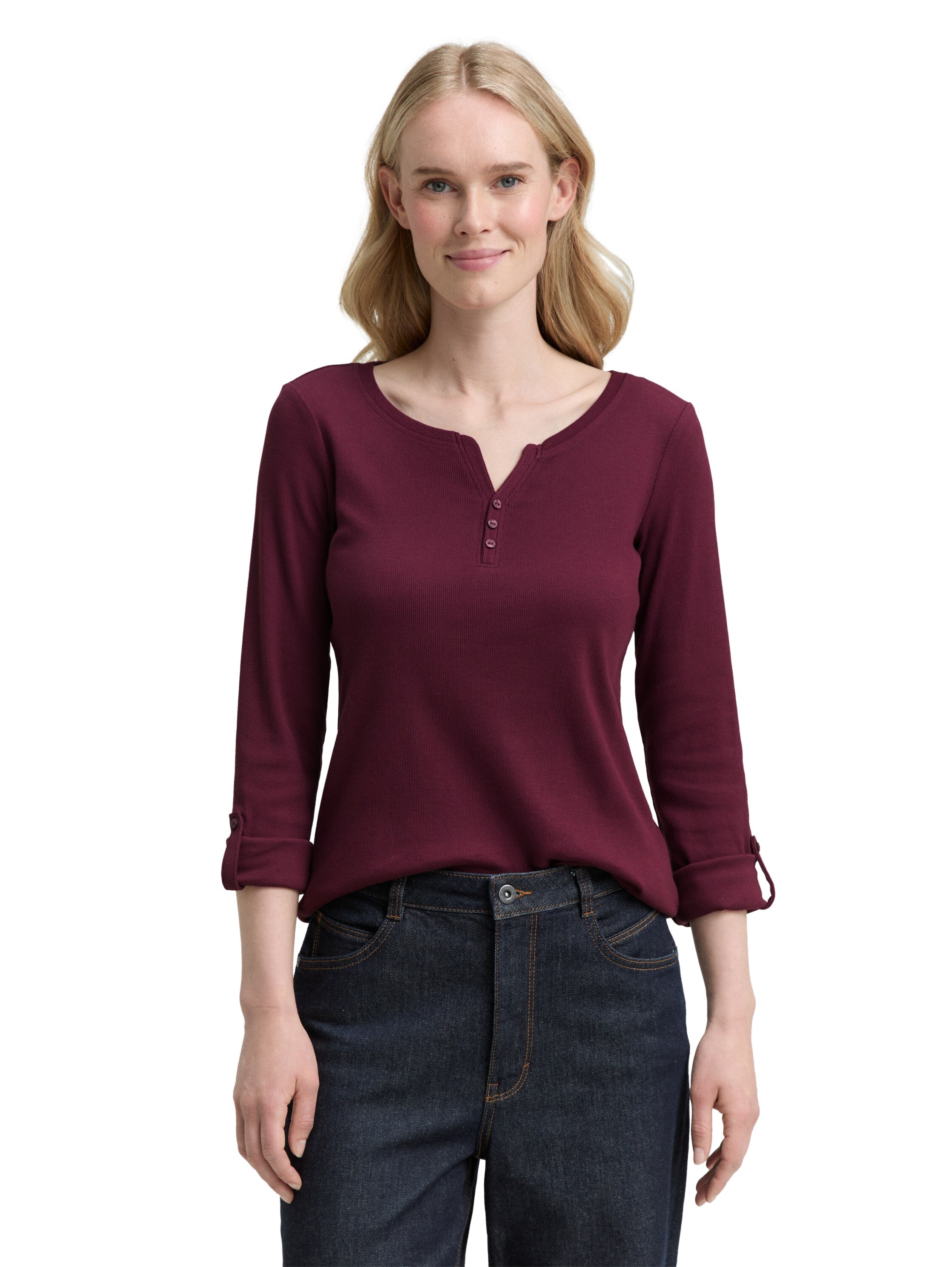 TOM TAILOR Henleyshirt, mit Turn-Up-Arm günstig online kaufen