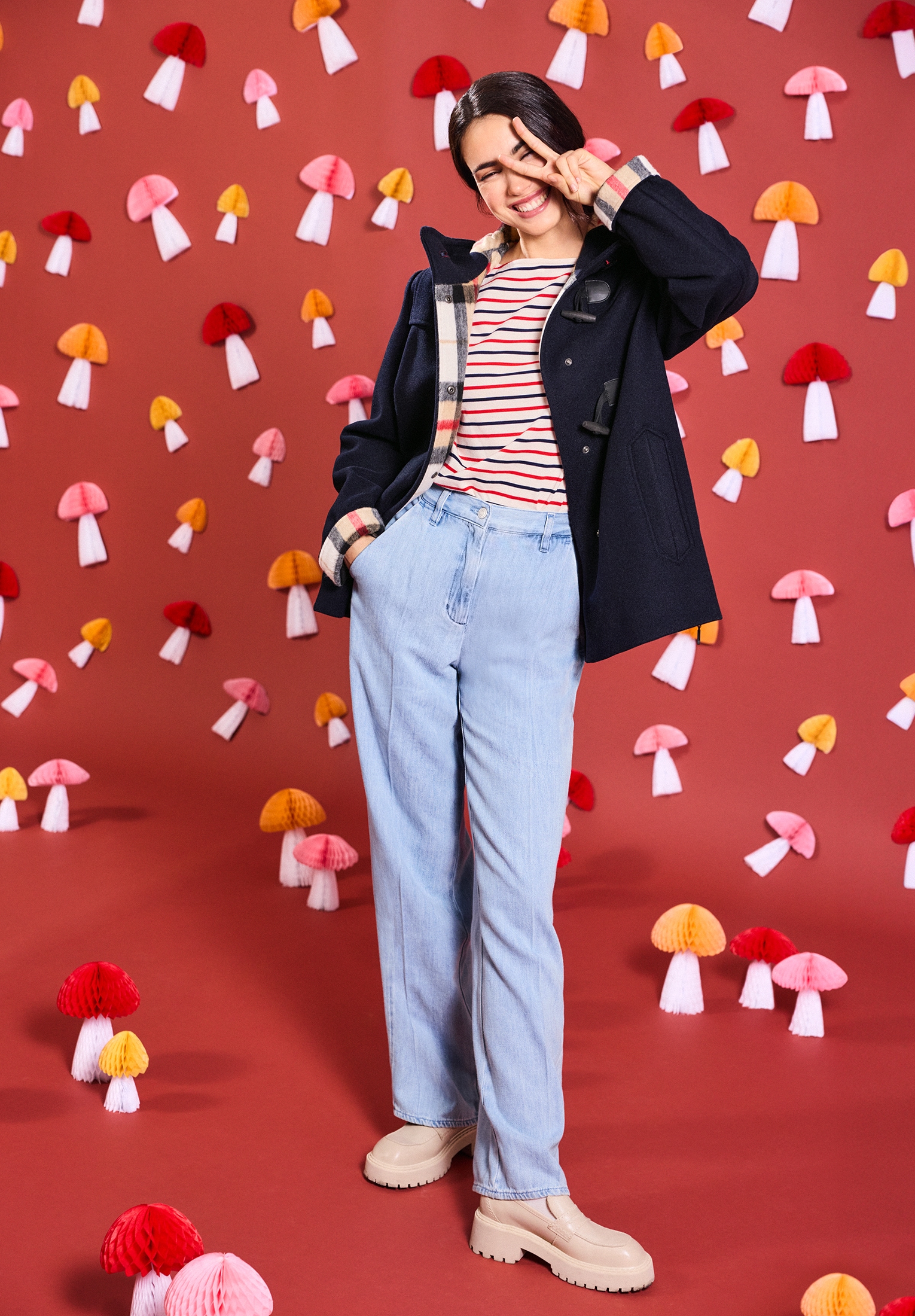 Amber & June Outdoorjacke »Amber & June Damen Duffle-Jacke mit Kapuze«, mit Kapuze