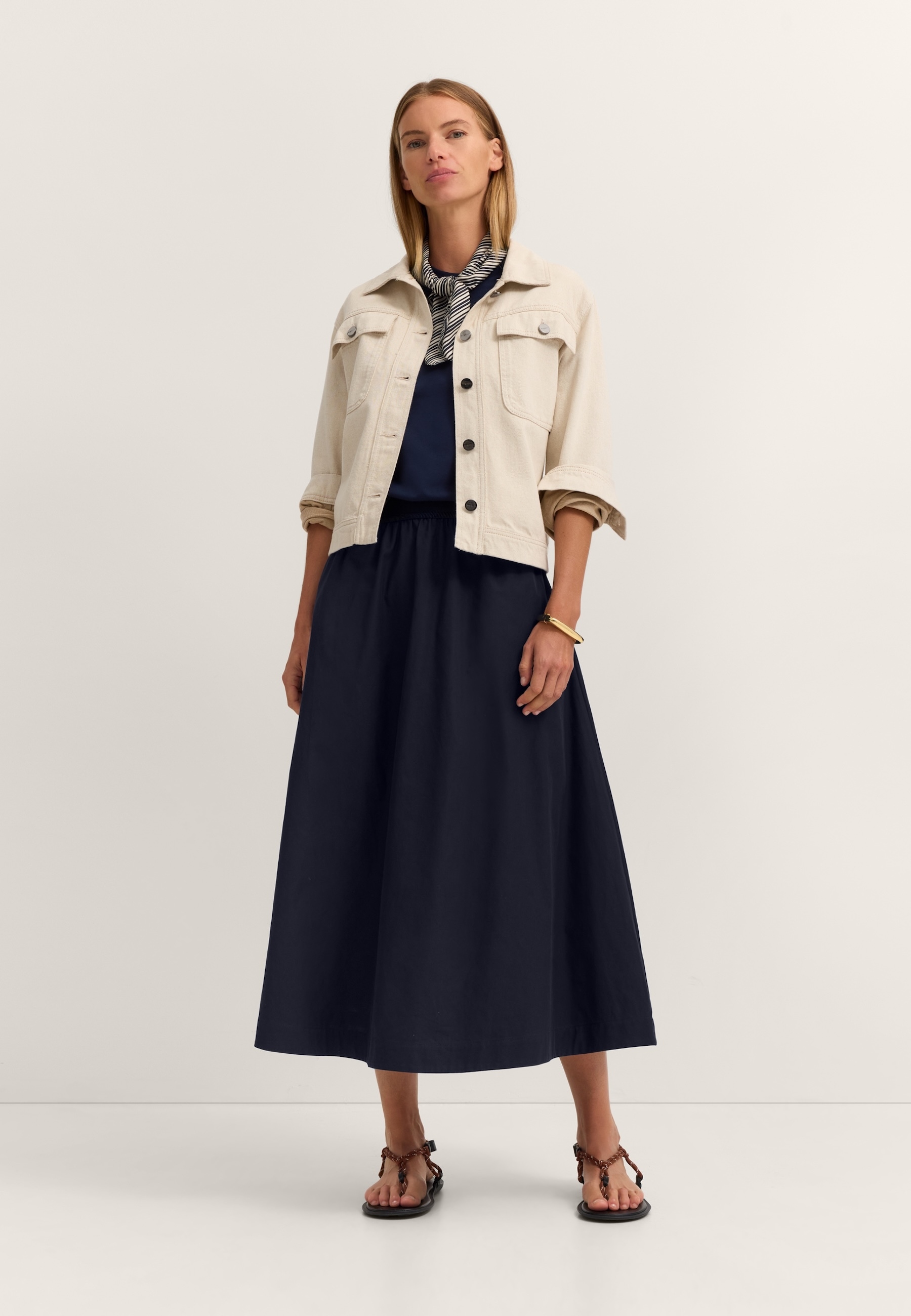 bugatti Plisseerock in A-Line aus Baumwolle