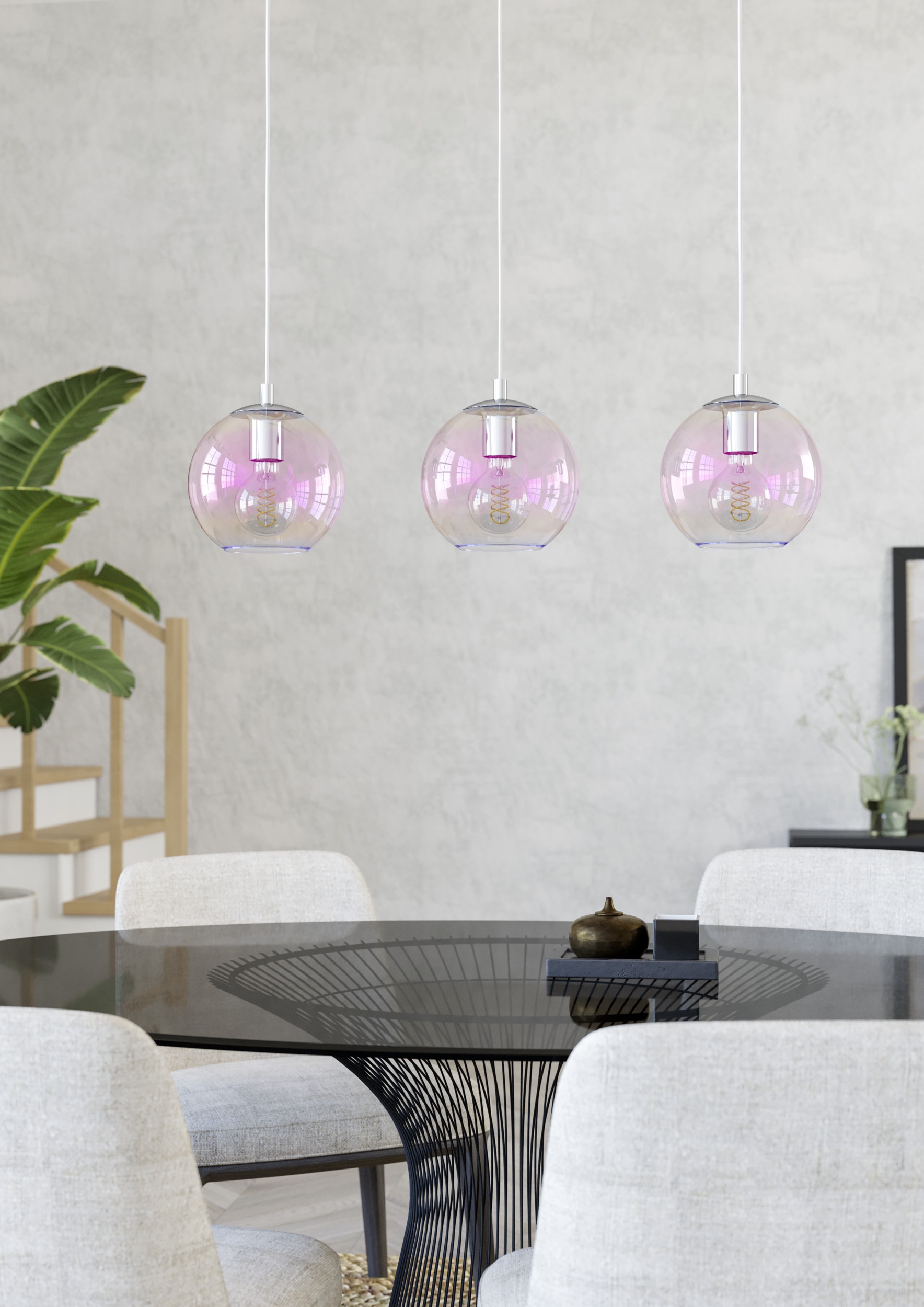 EGLO Hängeleuchte »ARISCANI 2 Pendellampe - Stahl - E27 - 3X60W - IP20« E27 1 Stk. Hängelampe, Deckenlampe, Wohnzimmer, Esszimmer, L76,5 x B16,5 x H110cm