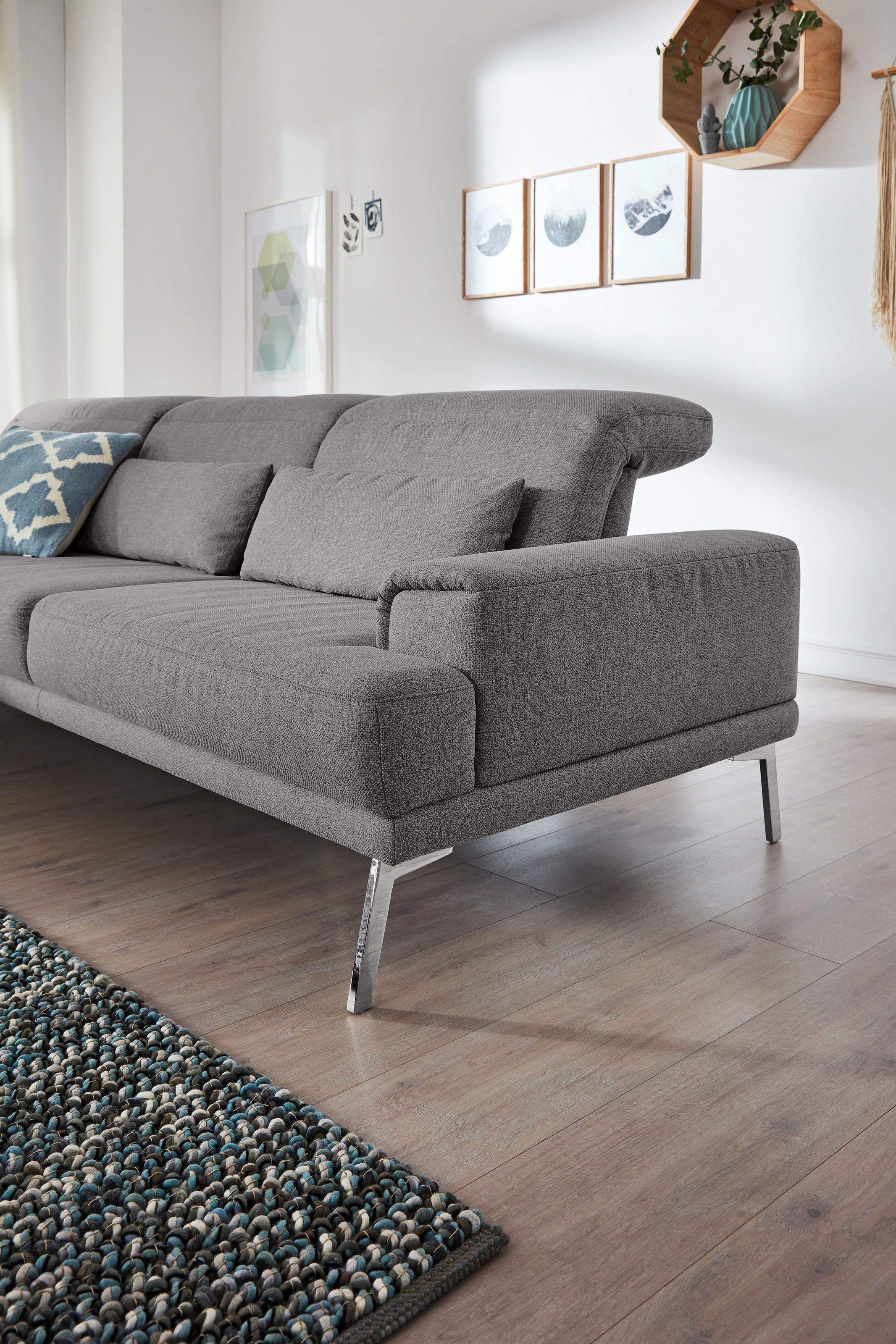 Musterring Ecksofa »MR 4580«, mit Kopf- und Sitztiefenverstellung, Metallfuß chrom, 288 x 193/220cm