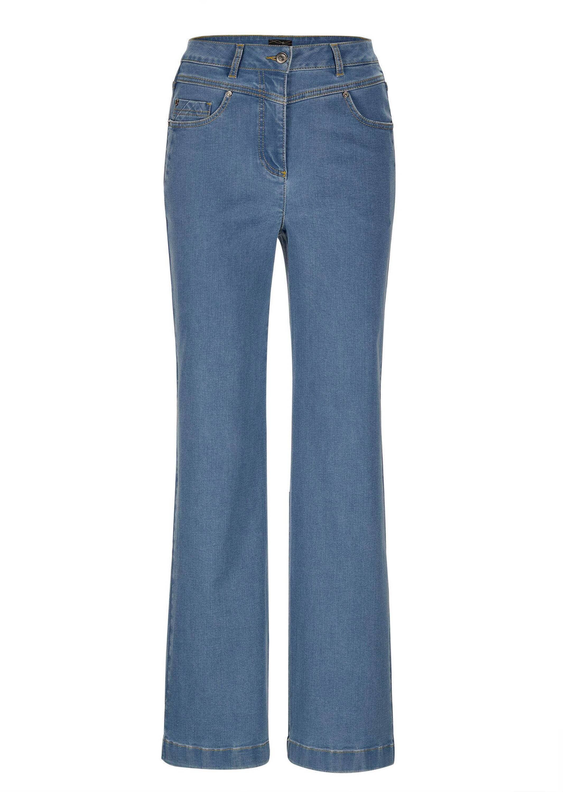 GOLDNER "Kurzgröße Weite Jeans VERA in Blau, Kontrastnähte" Ziernähte