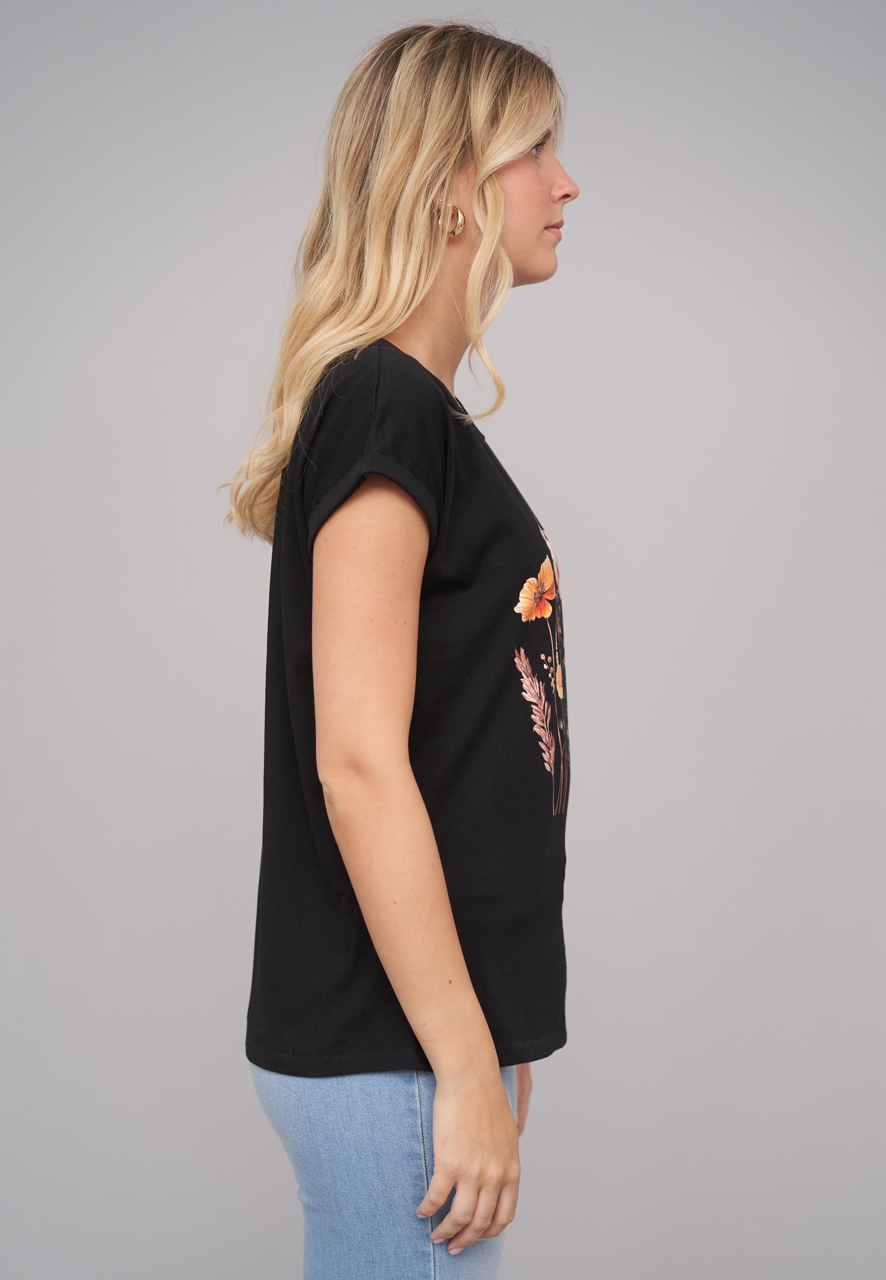 CLOUD 5IVE T-Shirt »CLOUD 5IVE Ladies Wildflower Black Tee«, (1 tlg.)