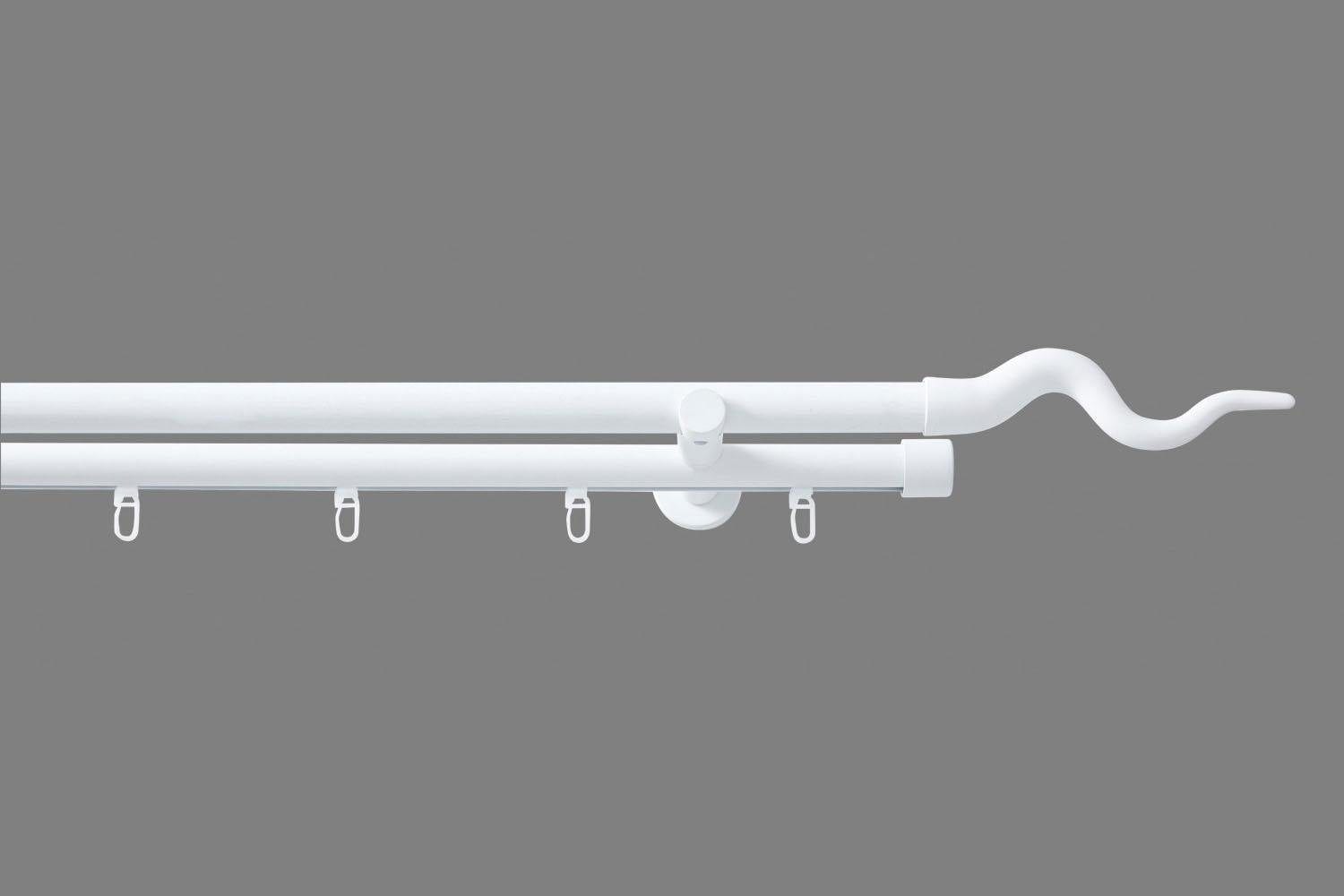Kombi-Vorhangstange GOOD LIFE, L:200cm Ø:20mm, weiß, Aluminium, Kunststoff, Metall, Gardinenstangen, "Sepa"