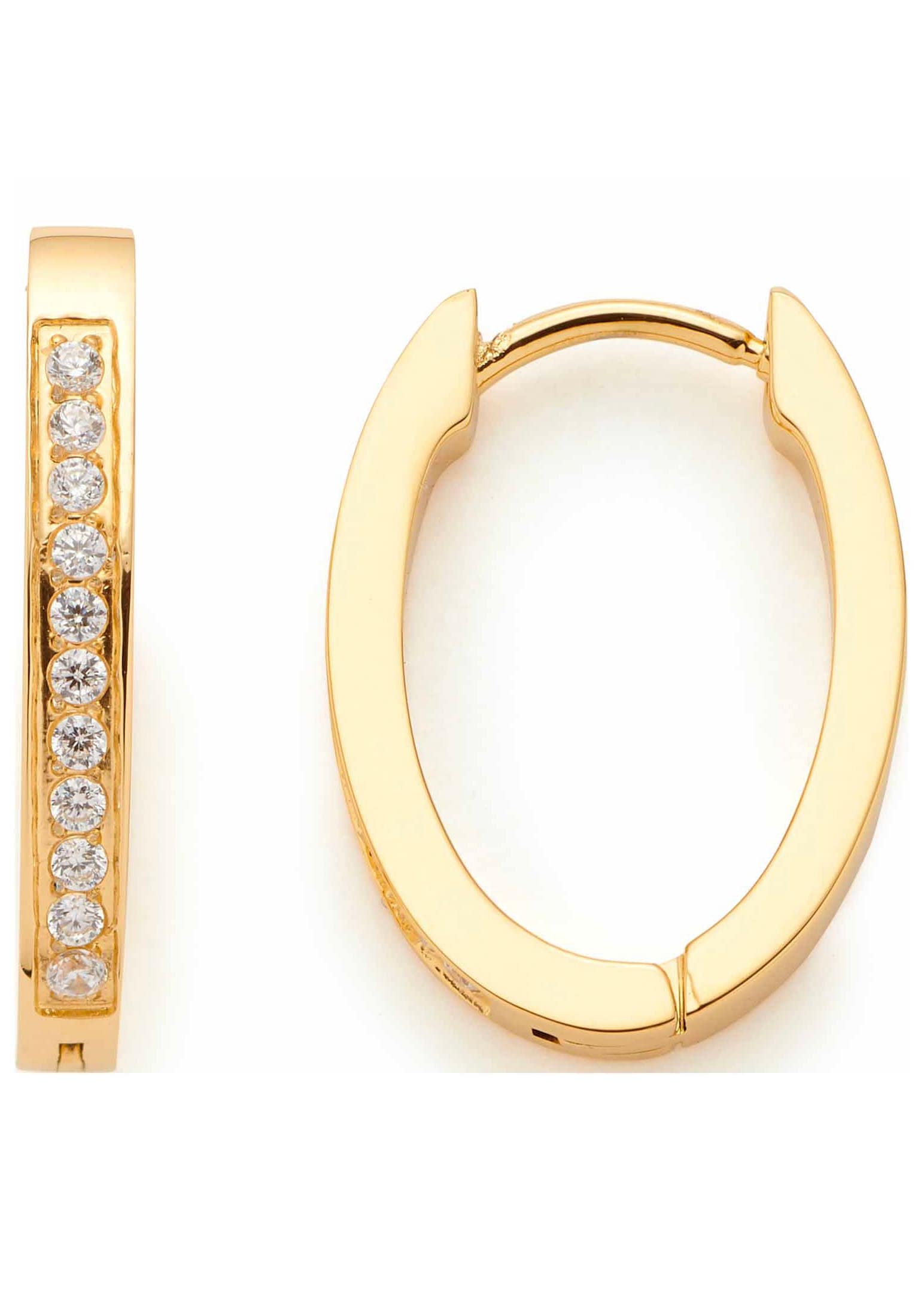 Paar Creolen LEONARDO "Ohrring Ronia Beauty's", gold (gelbgoldfarben, kristallweiß, kristallweiß), Ohrringe, Damen, Edelstahl, mit Zirkonia (synth.)